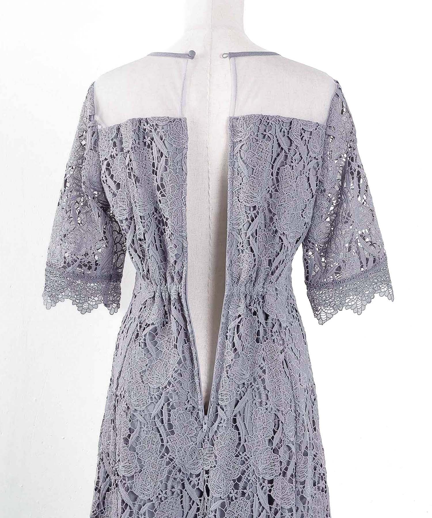 ケミカルレース Aラインワンピースドレス