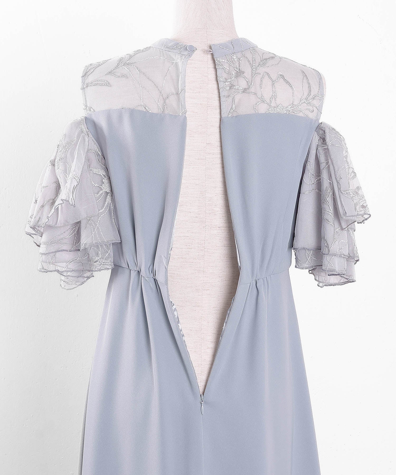 チュールラメ刺繍 オフショル Aラインワンピース ドレス