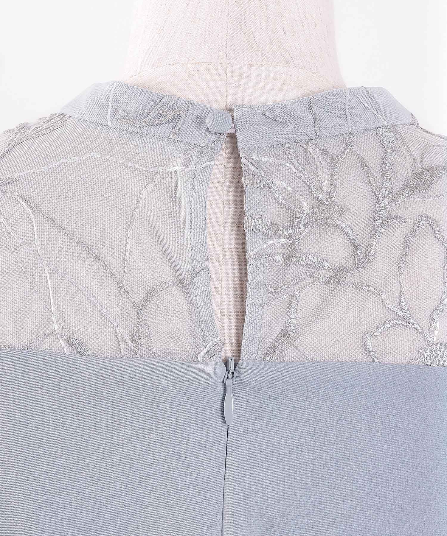 チュールラメ刺繍 オフショル Aラインワンピース ドレス