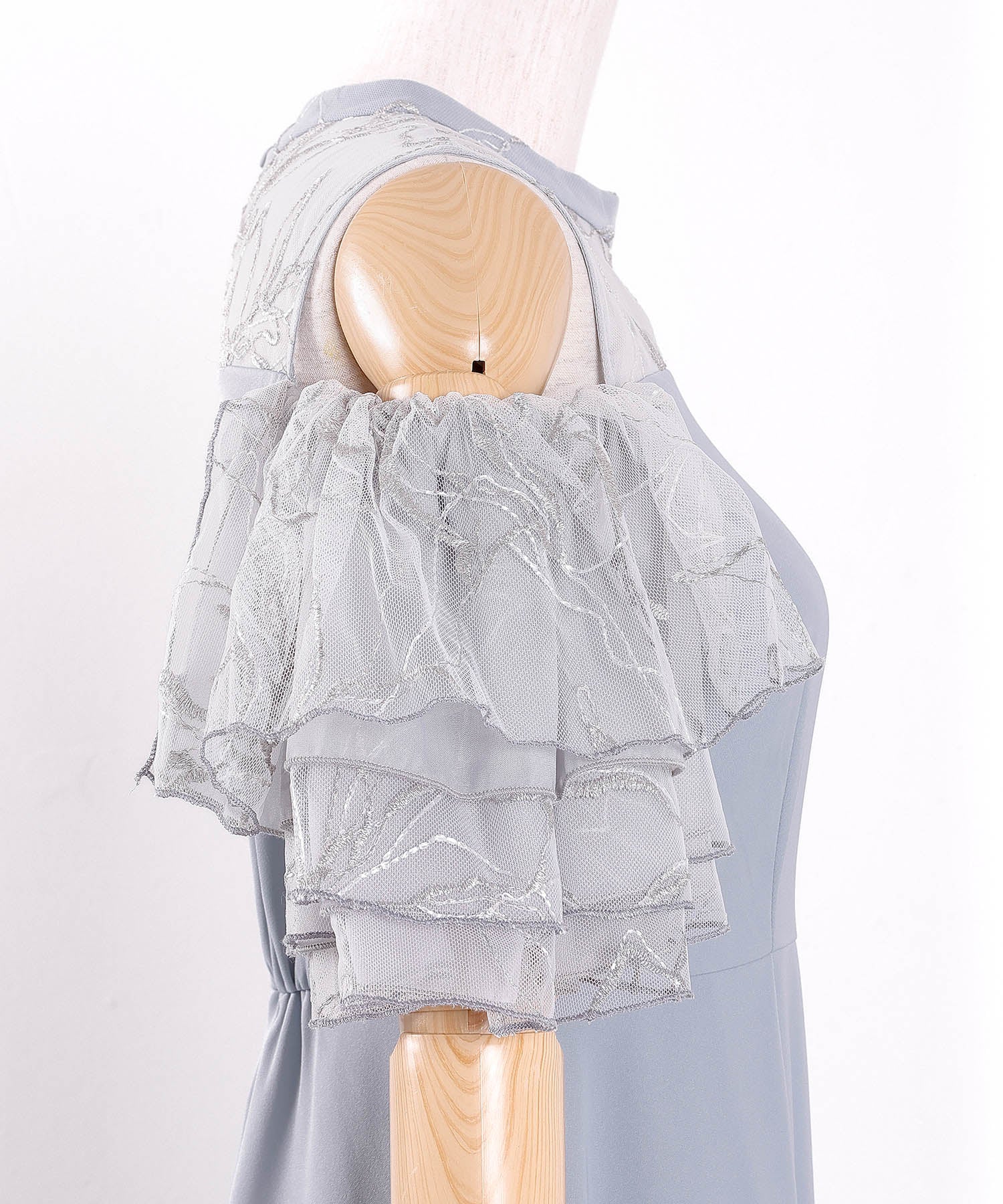 チュールラメ刺繍 オフショル Aラインワンピース ドレス