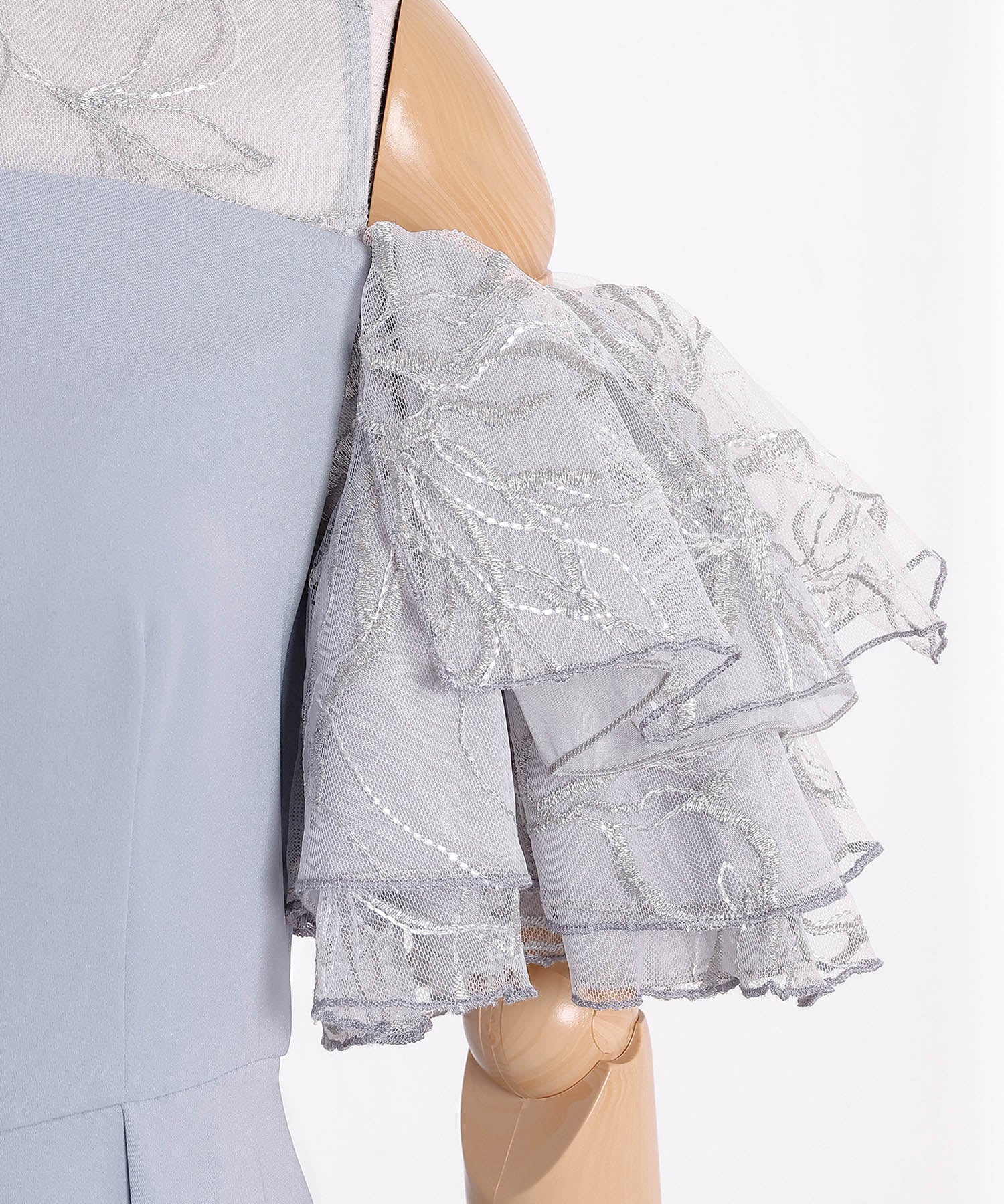 チュールラメ刺繍 オフショル Aラインワンピース ドレス