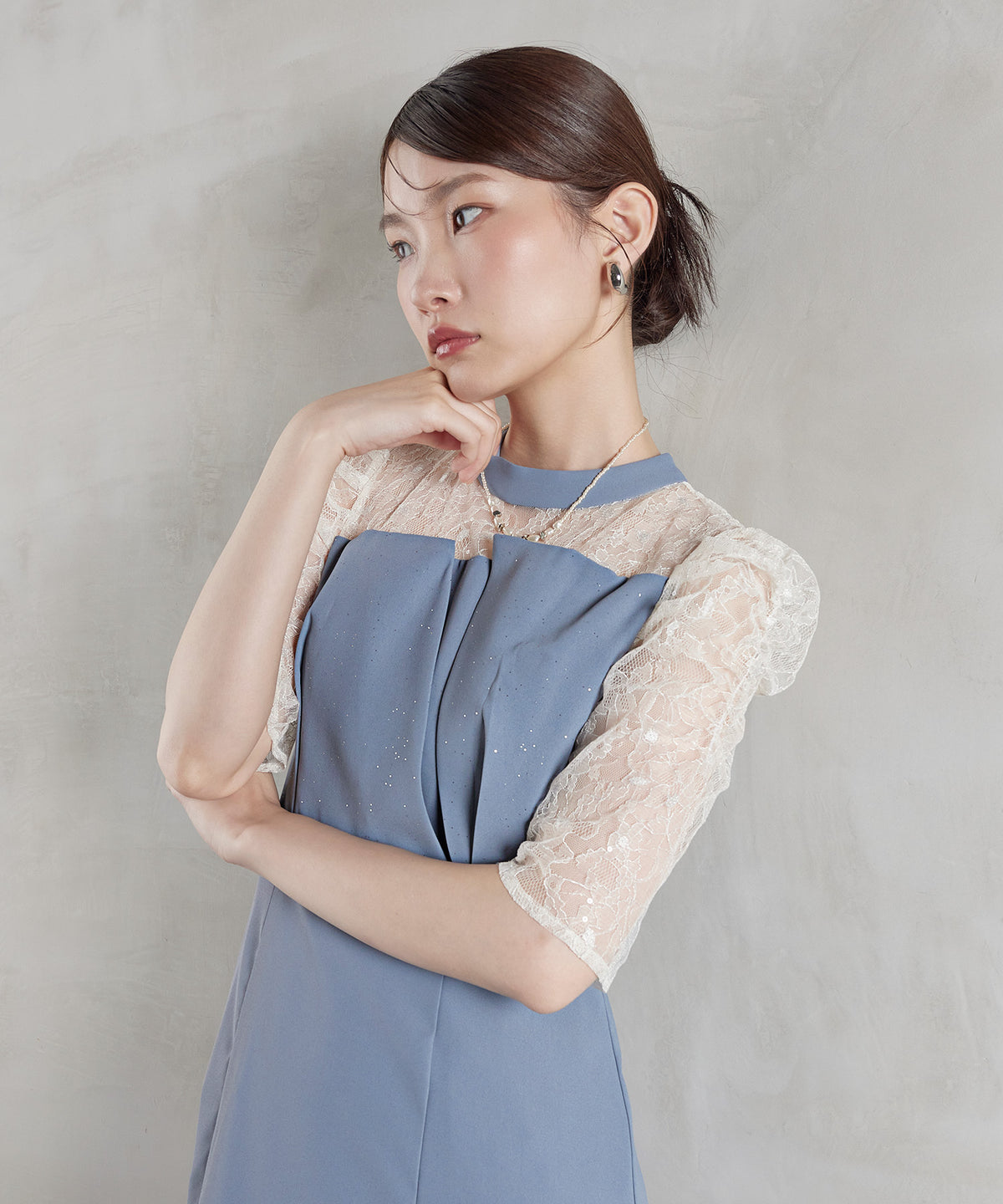 スパンコール刺繍レースラメドレス