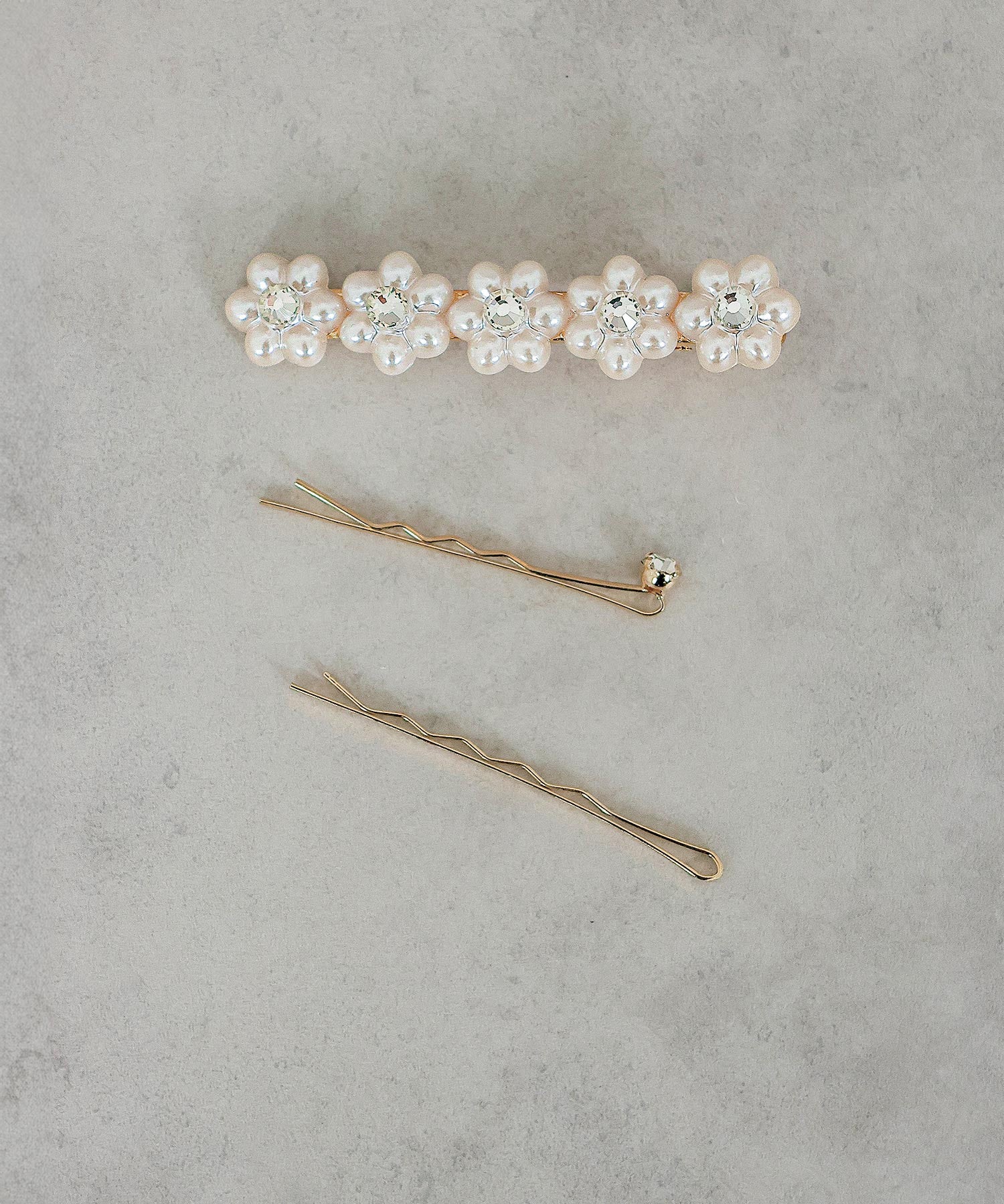 3点セット ビジュー パール キラキラ フラワー ヘアピン ヘアクリップ