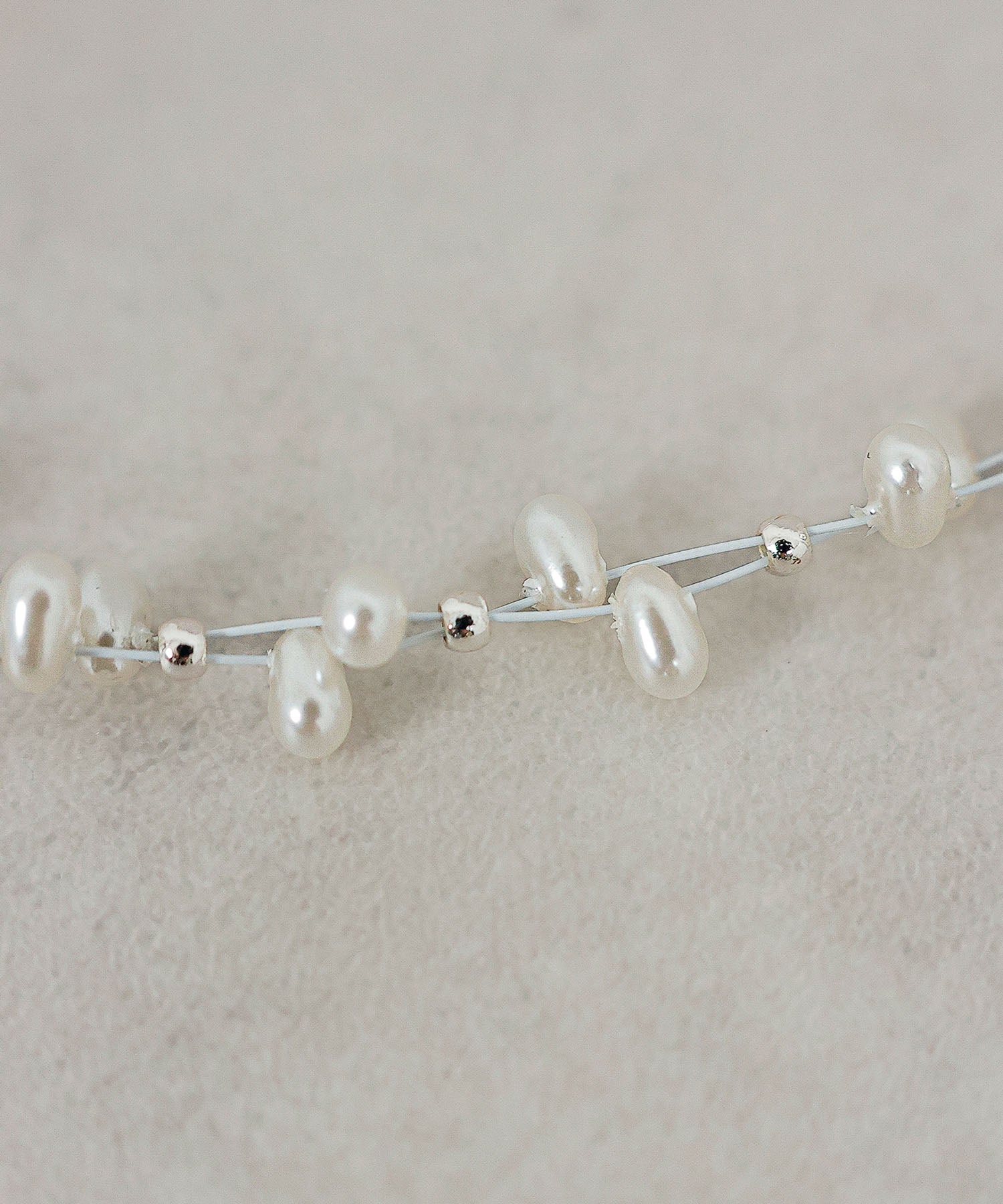 パールワイヤーチョーカー メタル ショート ネックレス