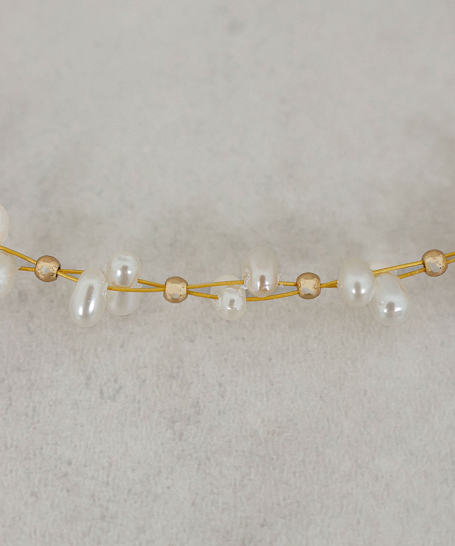 パールワイヤーチョーカー メタル ショート ネックレス