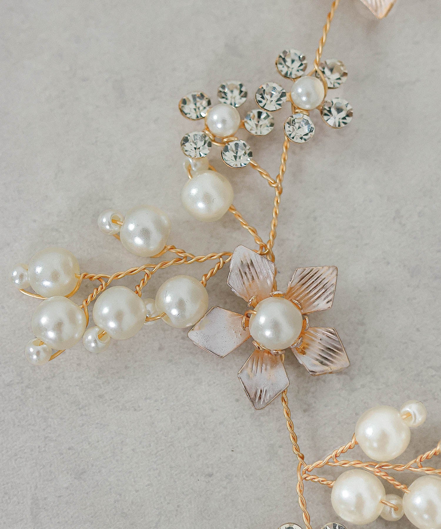 パール ビジュー フラワー リーフ ヘッドドレス ヘアアクセサリー