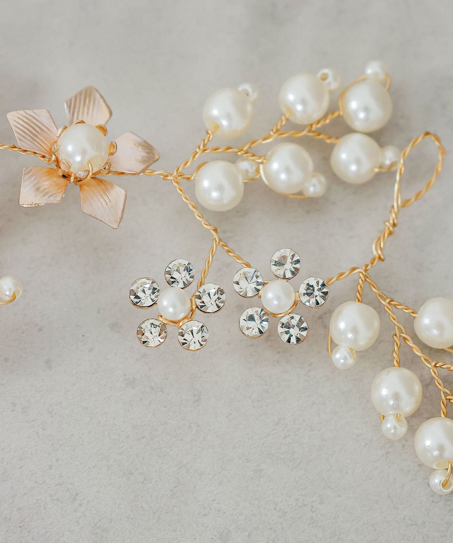 パール ビジュー フラワー リーフ ヘッドドレス ヘアアクセサリー