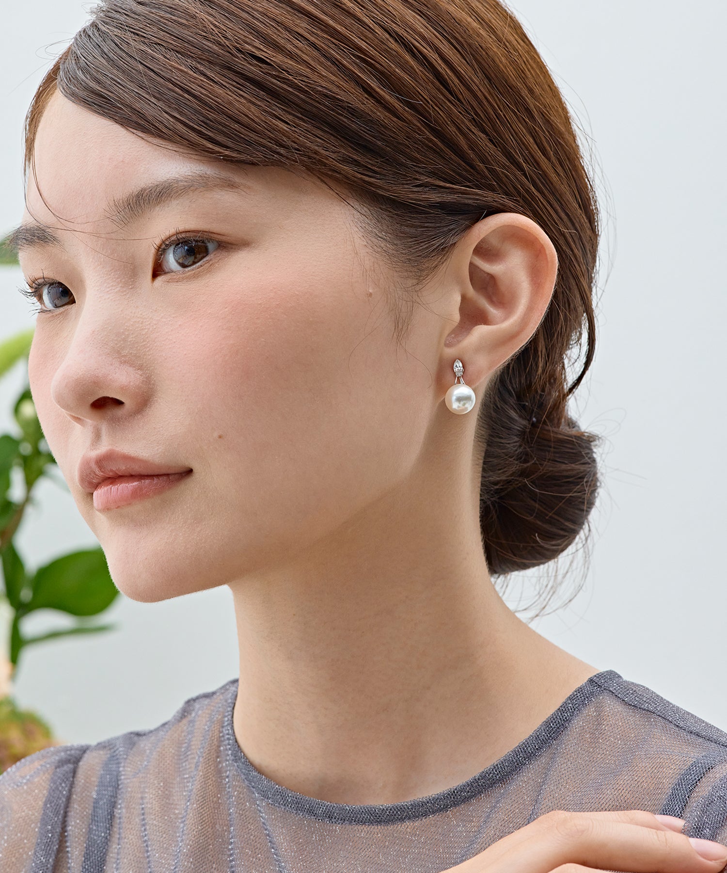 ビジューワンポイントドロップイヤリング
