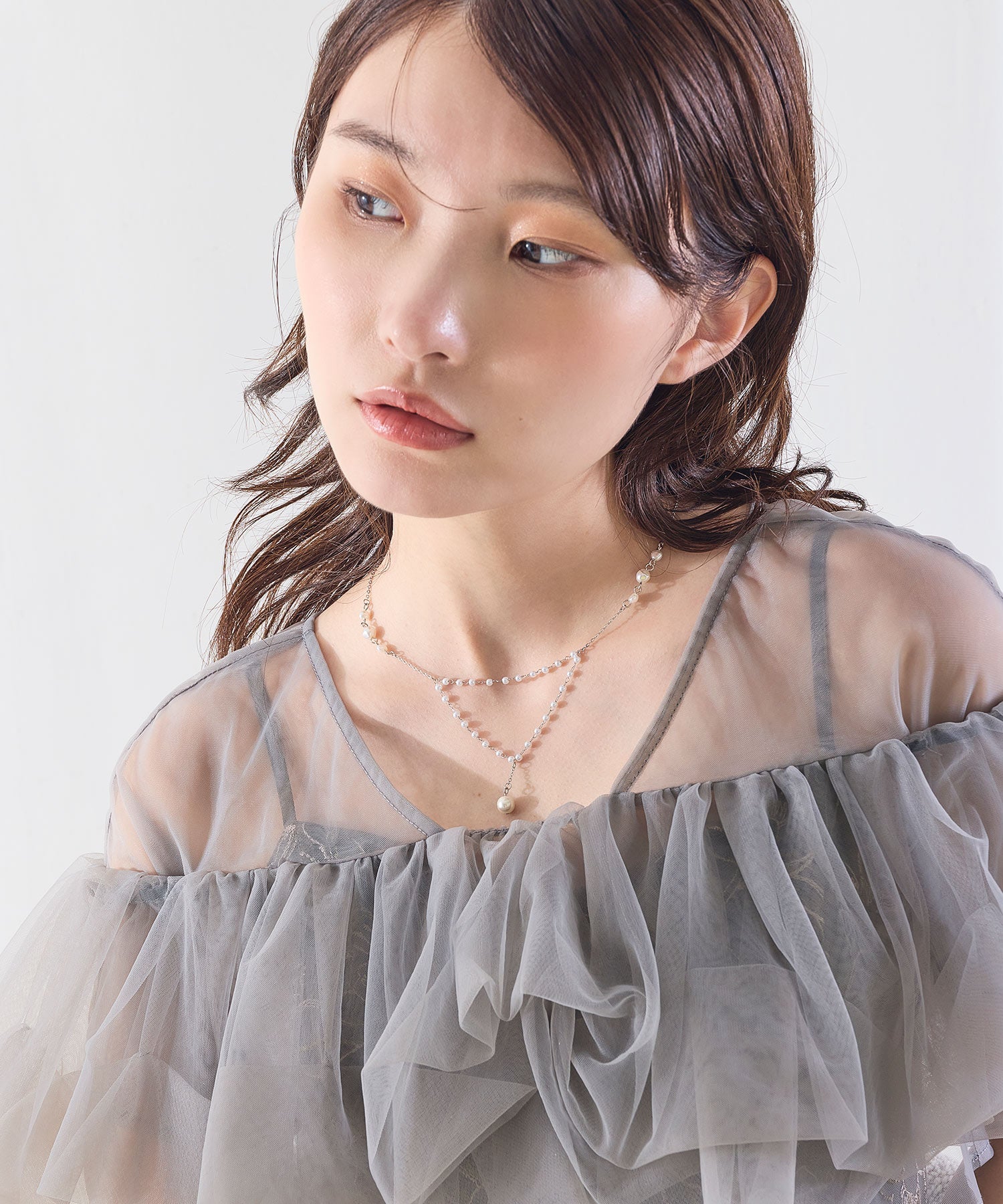パールドロップ2連風ネックレス