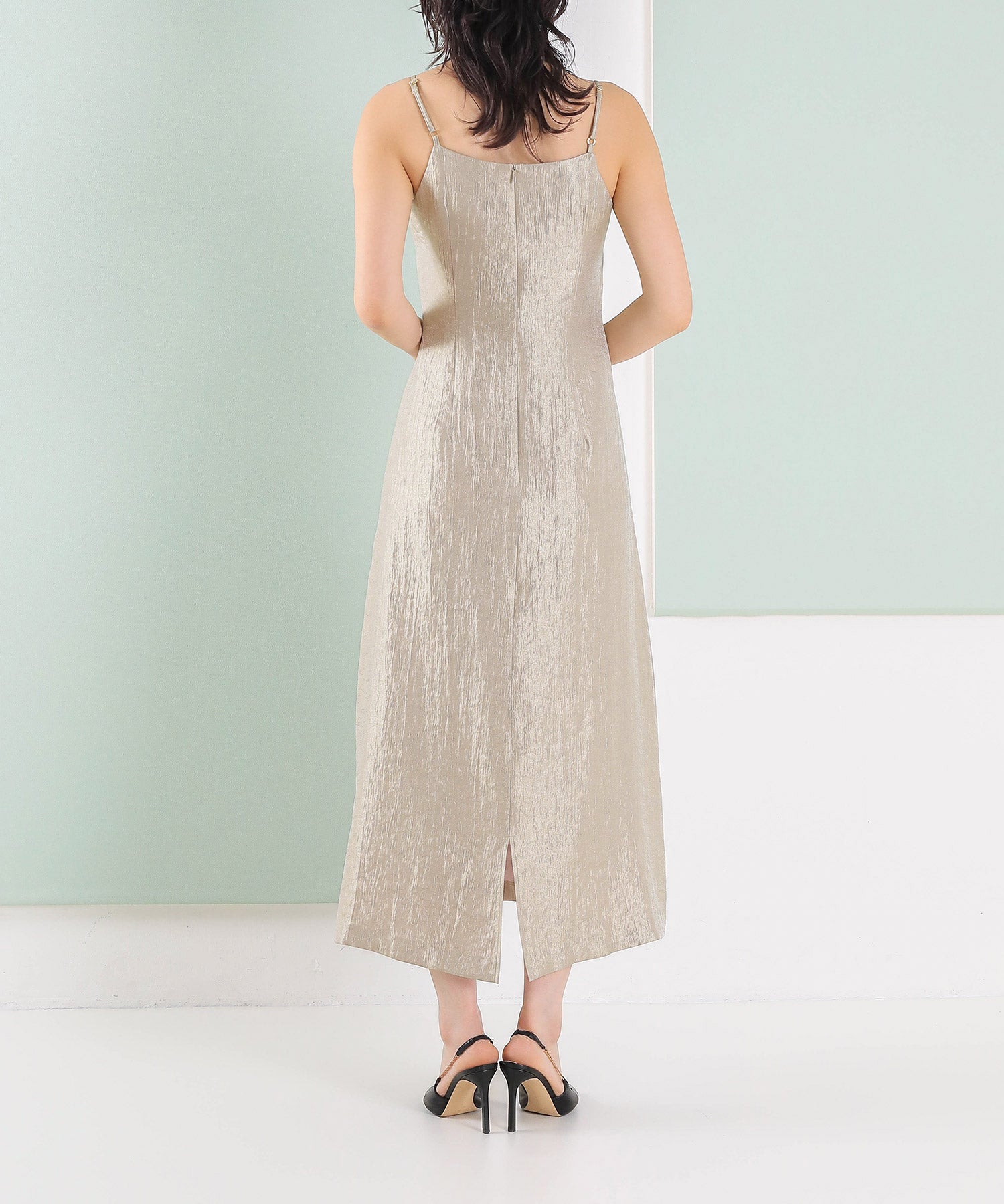 【kaene別注企画】チュールエンブロイダリーボレロ 光沢サテンAラインドレス 2点セット パーティー結婚式 お呼ばれ オケージョンドレス