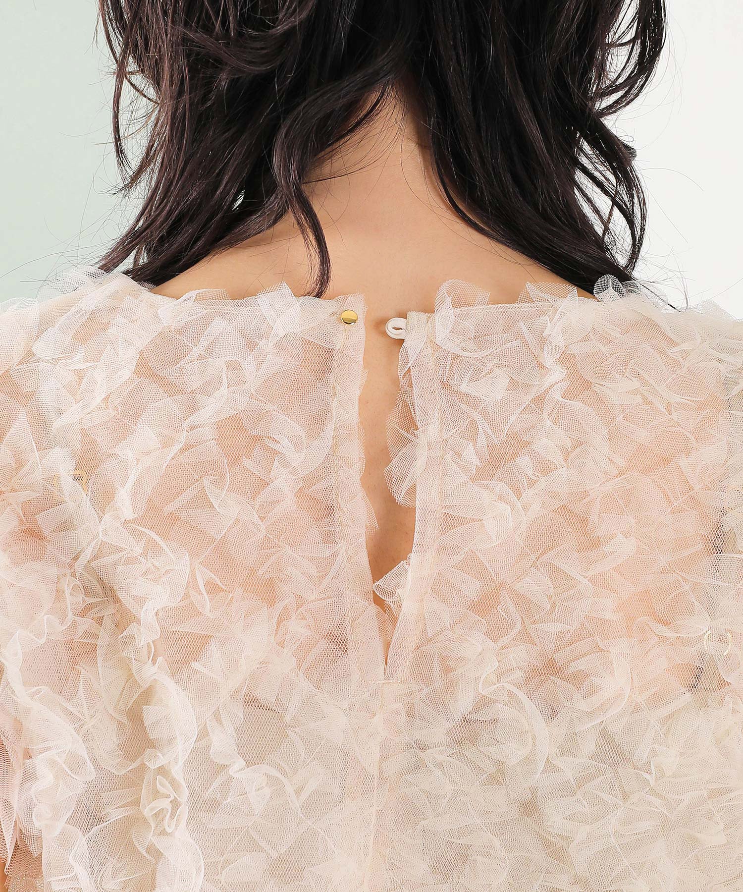 【kaene 別注カラー】ボリュームチュールブラウス 光沢サテンAラインワンピース 2点セットドレス パーティー結婚式 お呼ばれ オケージョンドレス