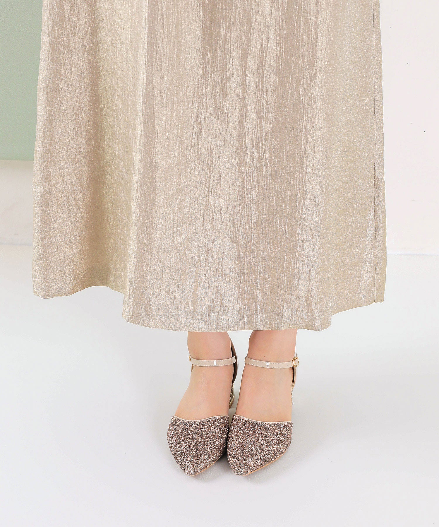 【kaene 別注カラー】ボリュームチュールブラウス 光沢サテンAラインワンピース 2点セットドレス パーティー結婚式 お呼ばれ オケージョンドレス