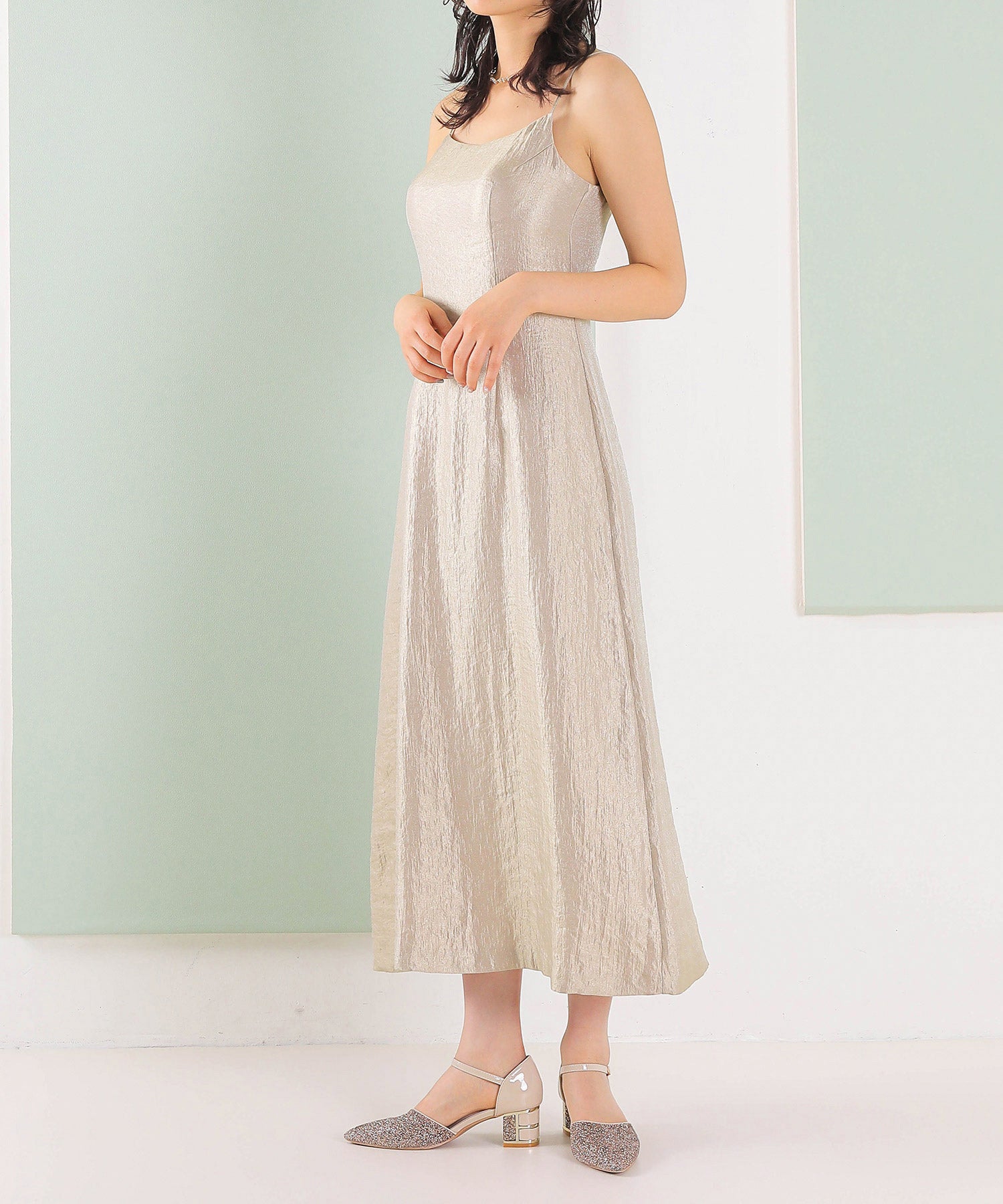 【kaene 別注カラー】ボリュームチュールブラウス 光沢サテンAラインワンピース 2点セットドレス パーティー結婚式 お呼ばれ オケージョンドレス