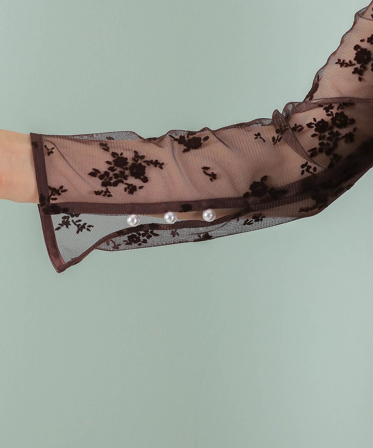 【kaene 別注カラー】フロッキーベロアチュールレース ２way Iラインワンピース ドレス