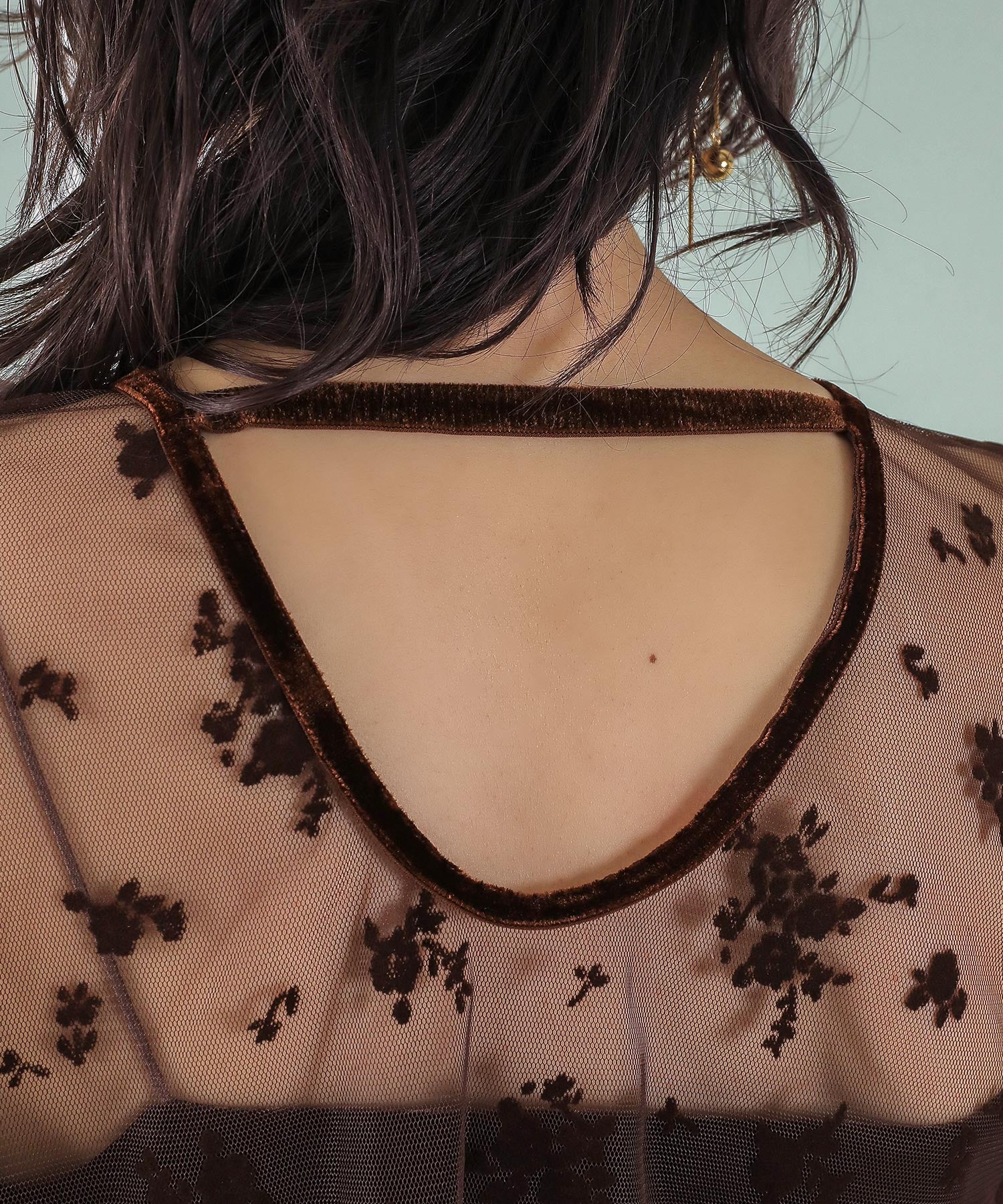 【kaene 別注カラー】フロッキーベロアチュールレース ２way Iラインワンピース ドレス