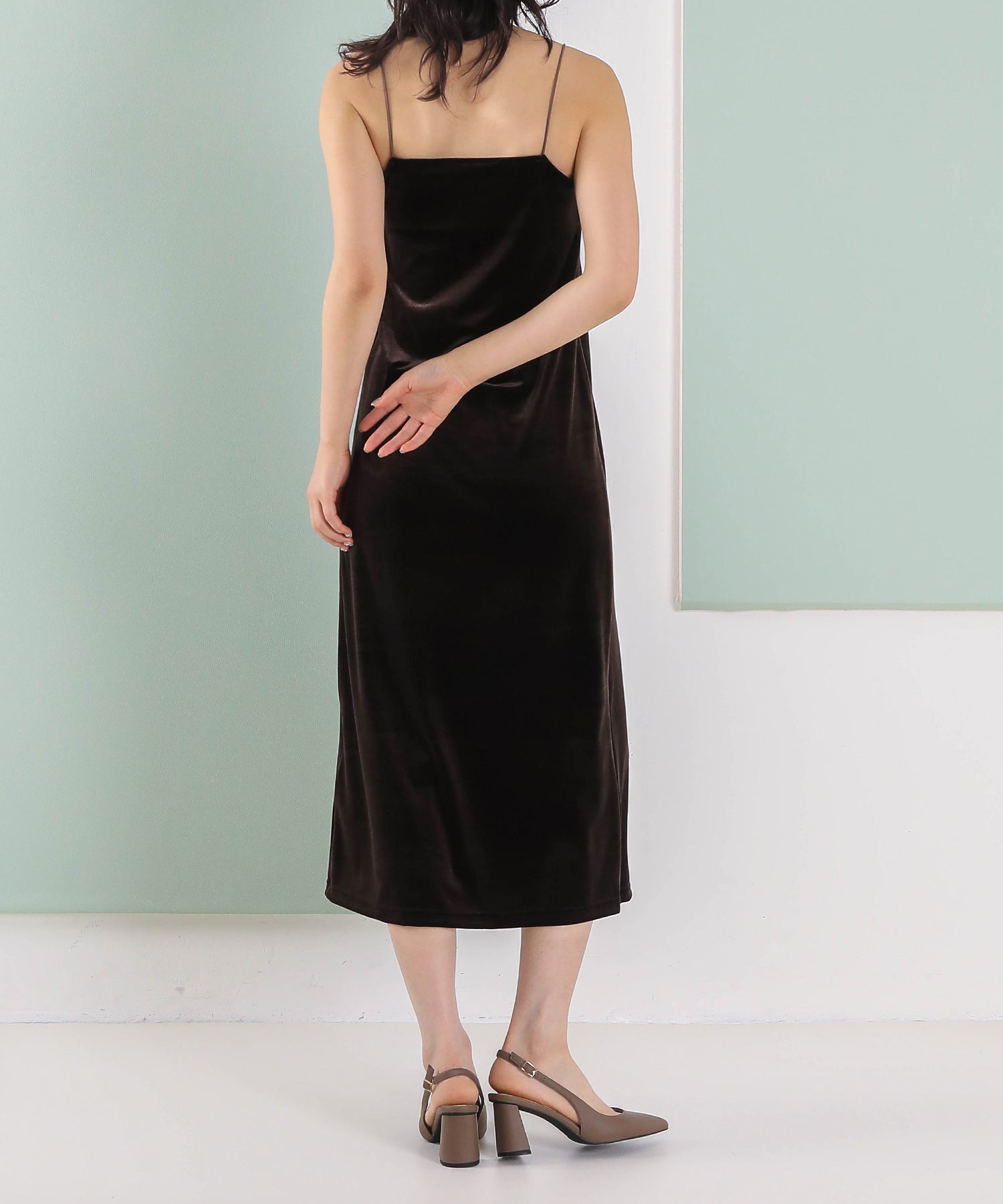 【kaene 別注カラー】フロッキーベロアチュールレース ２way Iラインワンピース ドレス