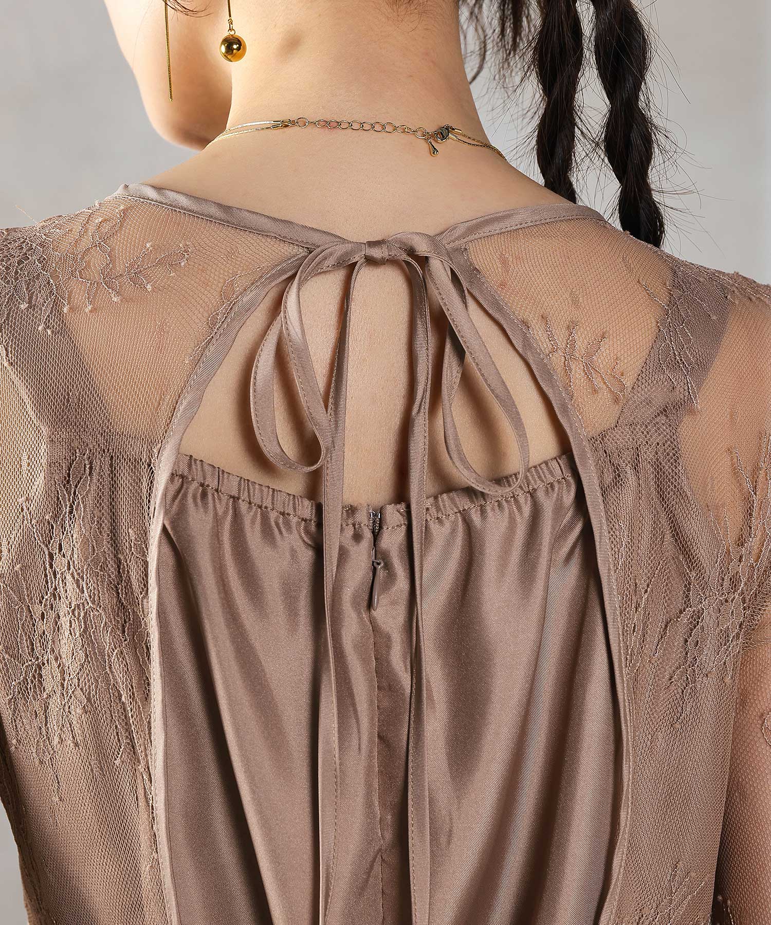 刺繍レース バックデザイン 総レース フレアワンピース ドレス パーティー