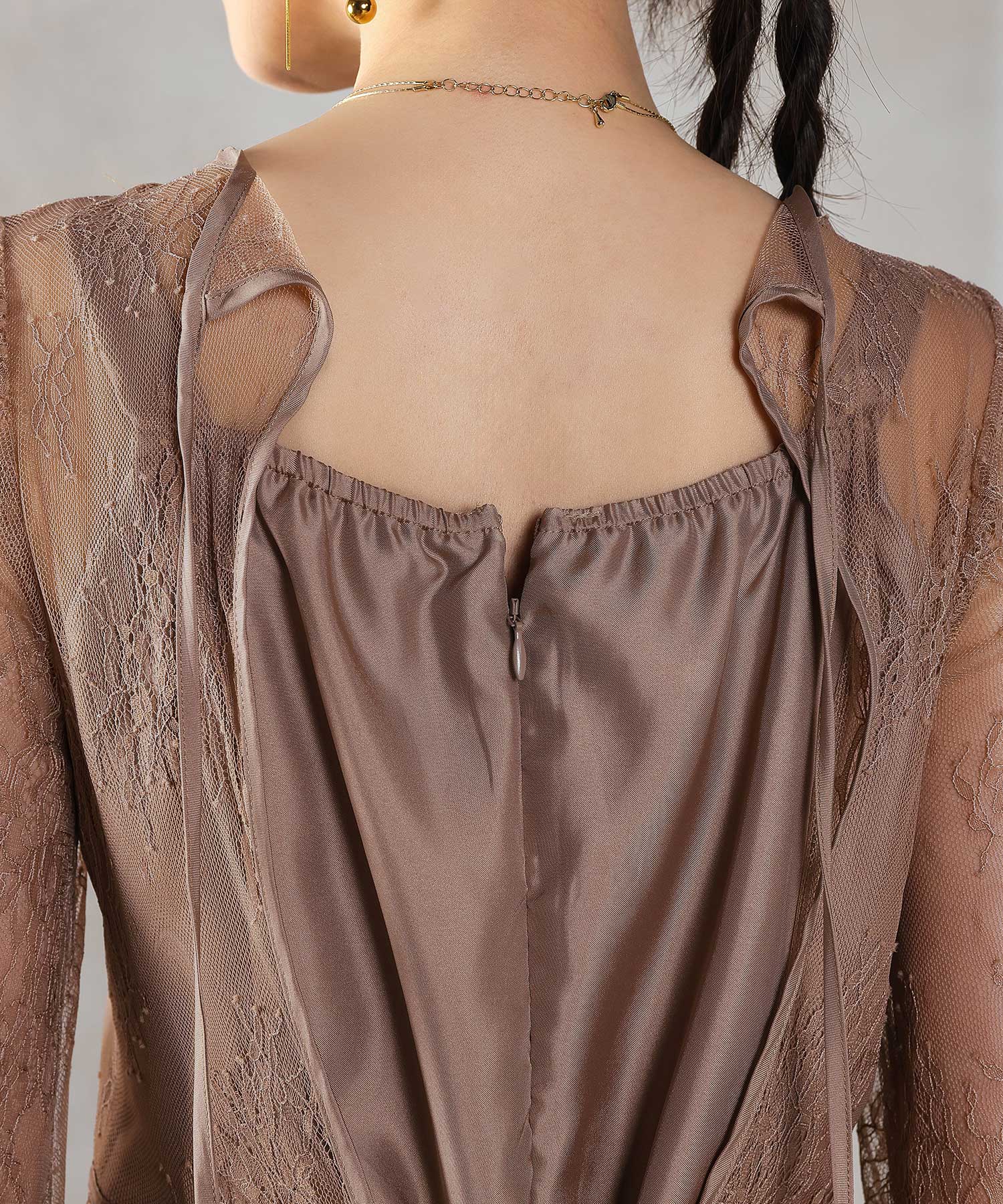 刺繍レース バックデザイン 総レース フレアワンピース ドレス パーティー