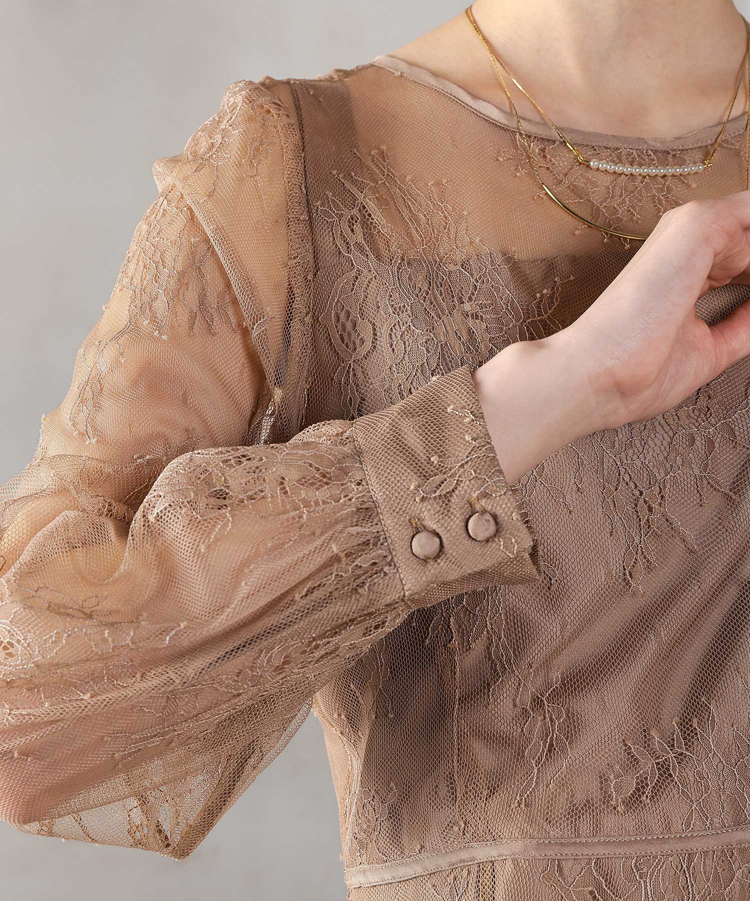 刺繍レース バックデザイン 総レース フレアワンピース ドレス パーティー