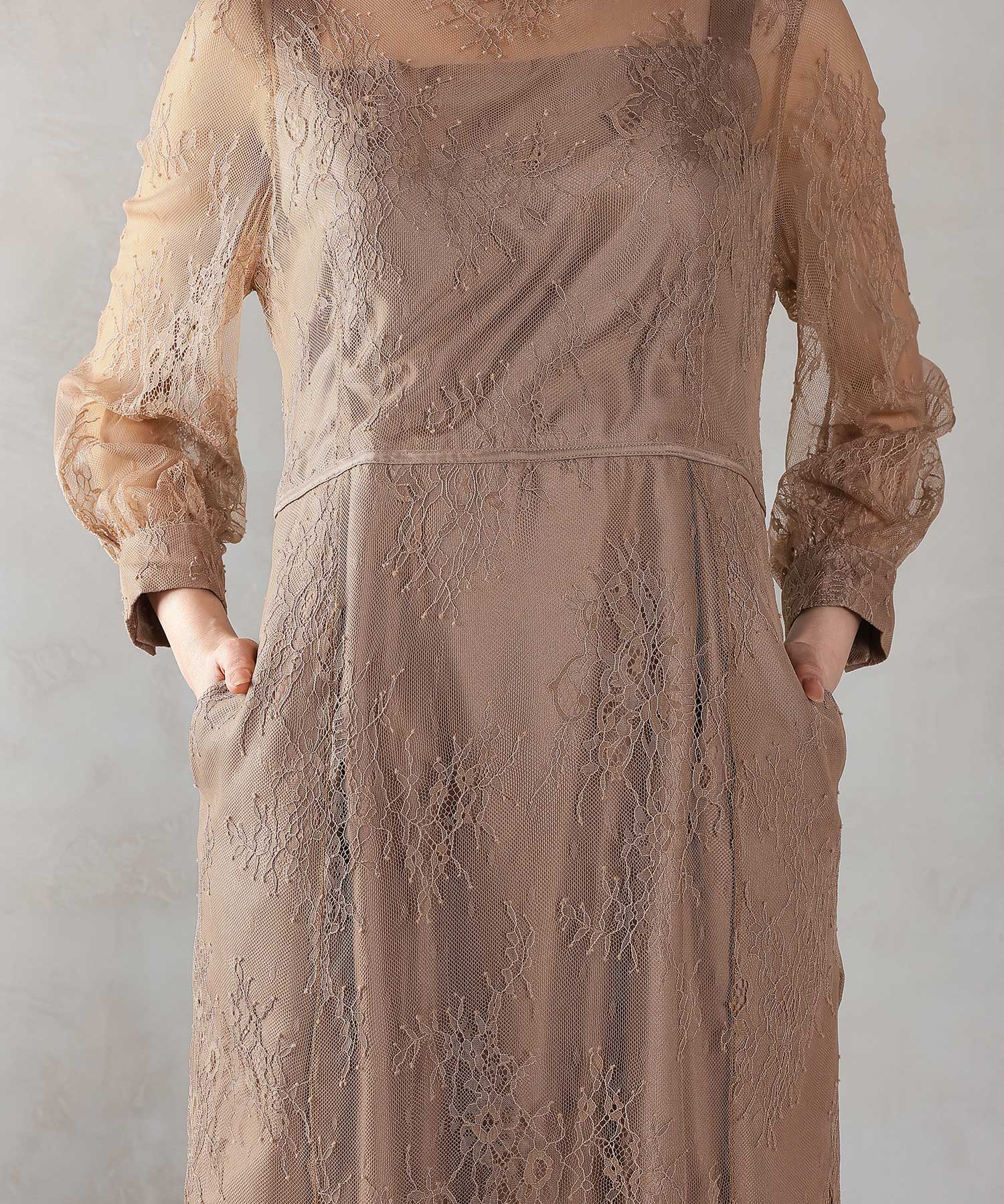 刺繍レース バックデザイン 総レース フレアワンピース ドレス パーティー