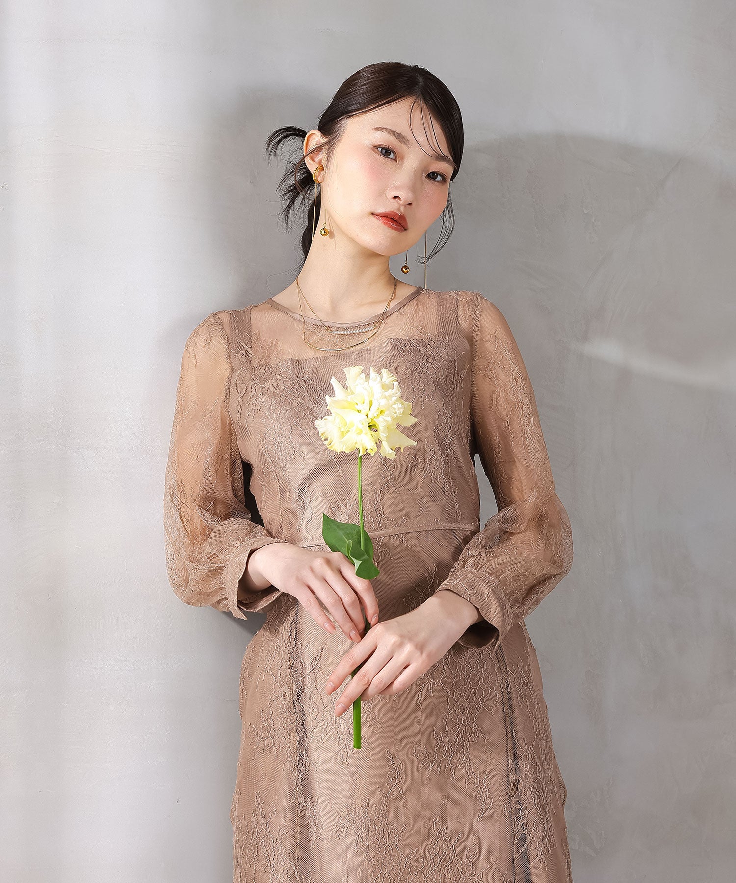 刺繍レース バックデザイン 総レース フレアワンピース ドレス パーティー