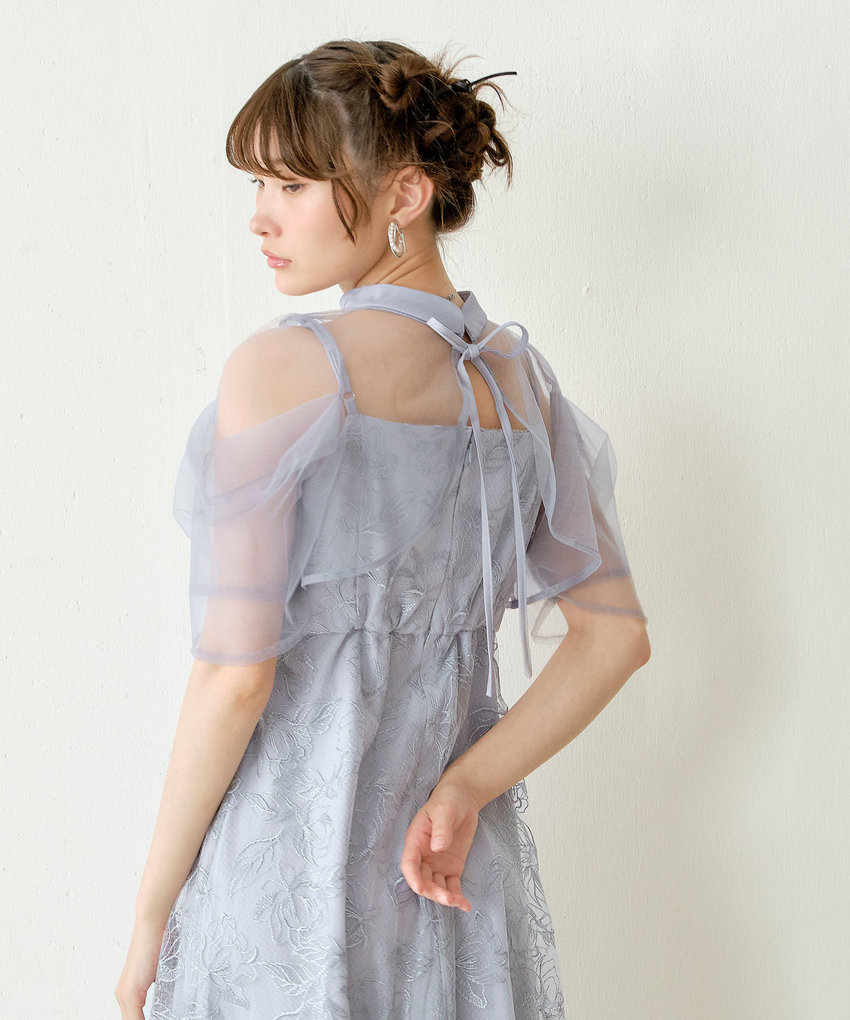 タックスリーブボレロ花柄刺繍2点セットドレス