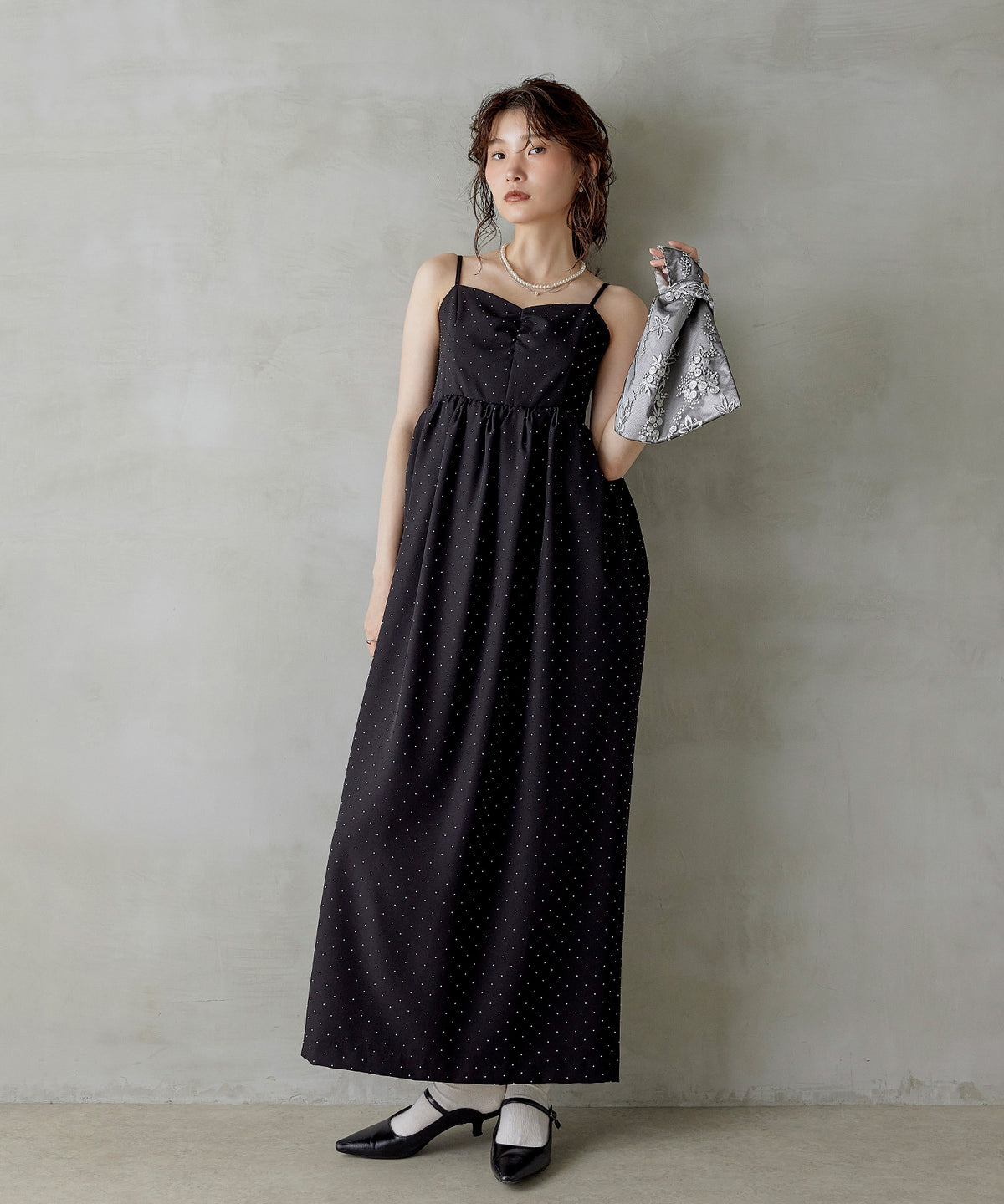 花柄刺繍レースパーティーサブバッグ