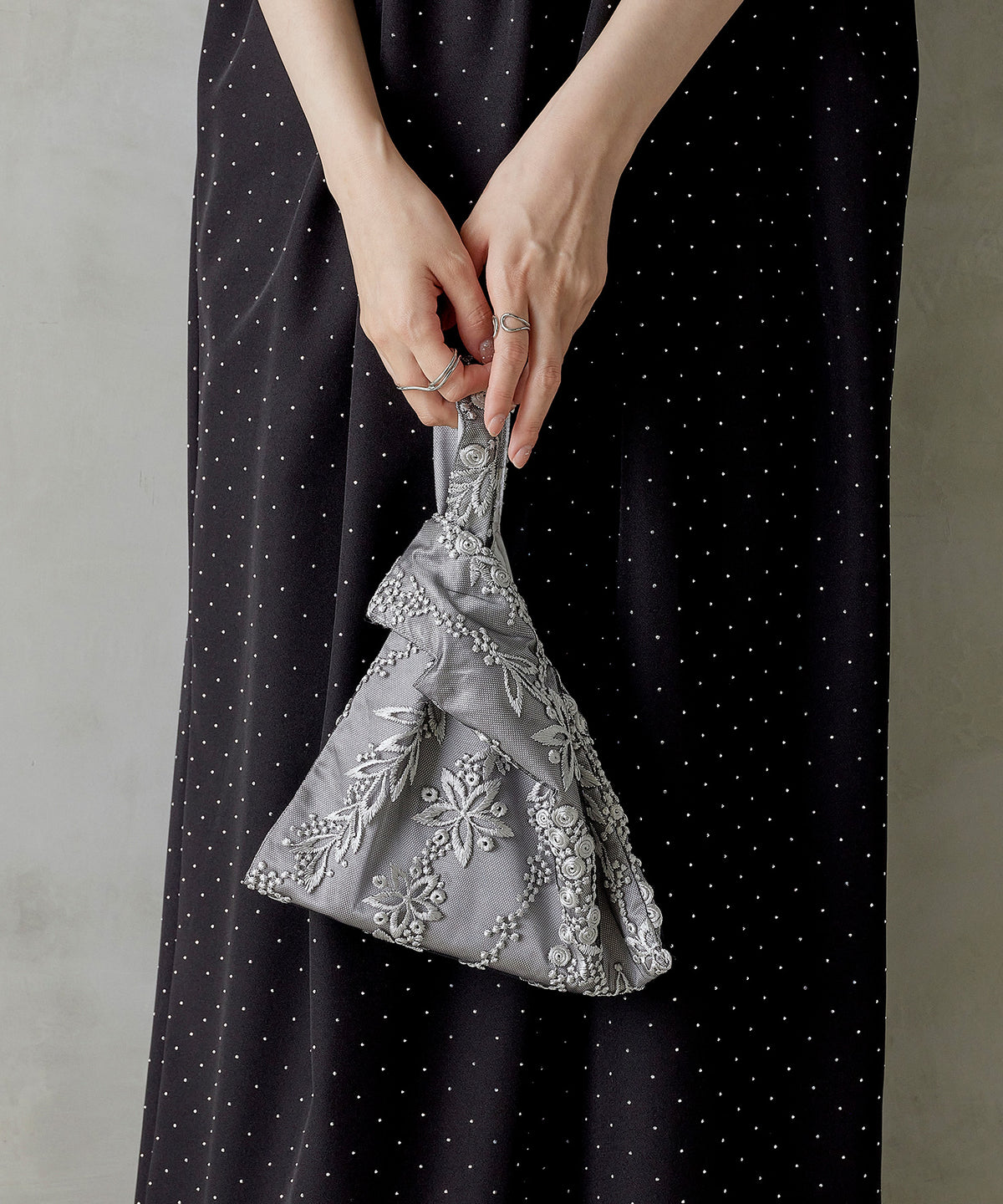 花柄刺繍レースパーティーサブバッグ