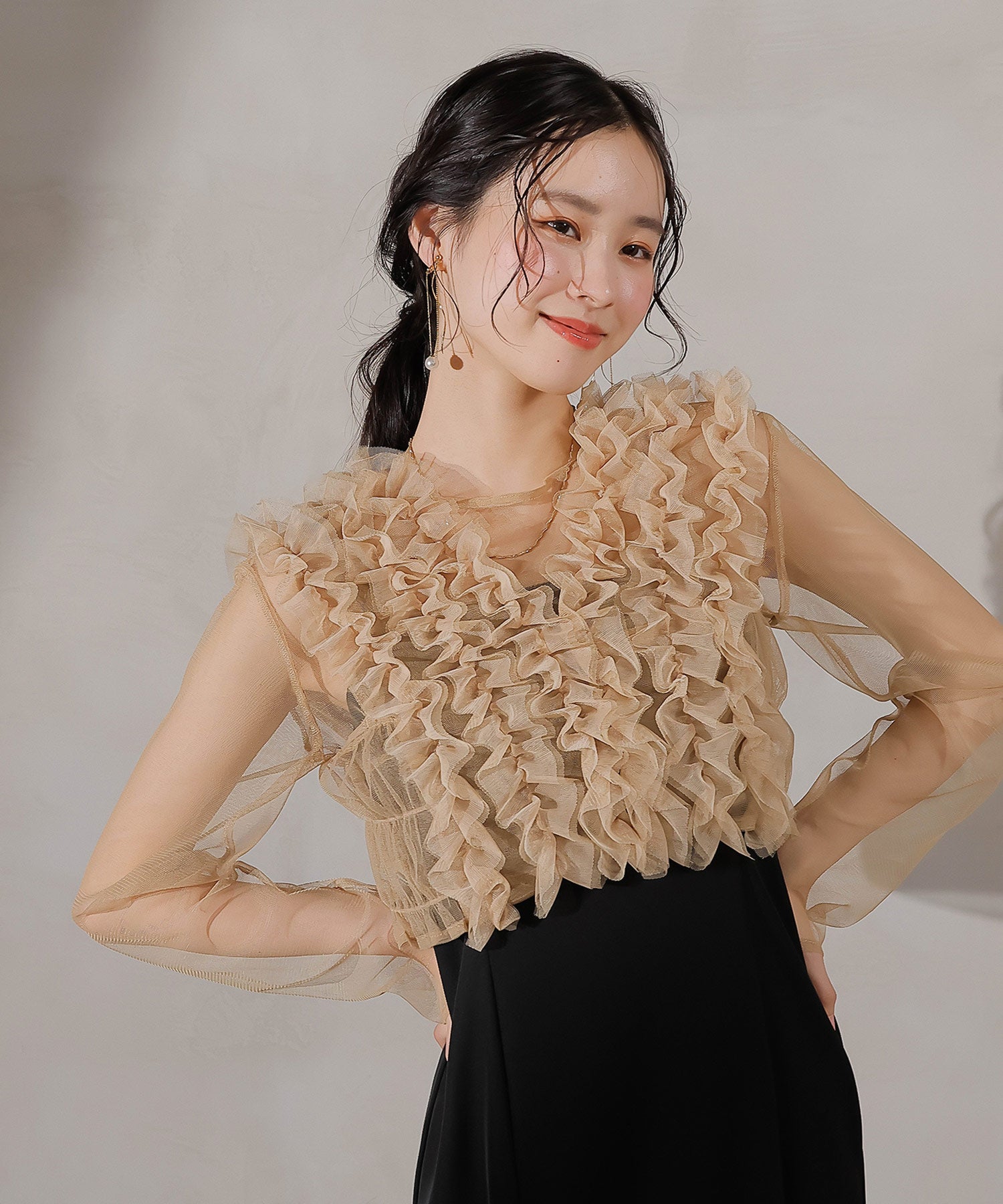 【未使用品】Kana チュール フリル シアー トップス ワンピース 3点セット チュール フリル ベスト シアー トップス ワンピース 3点セット