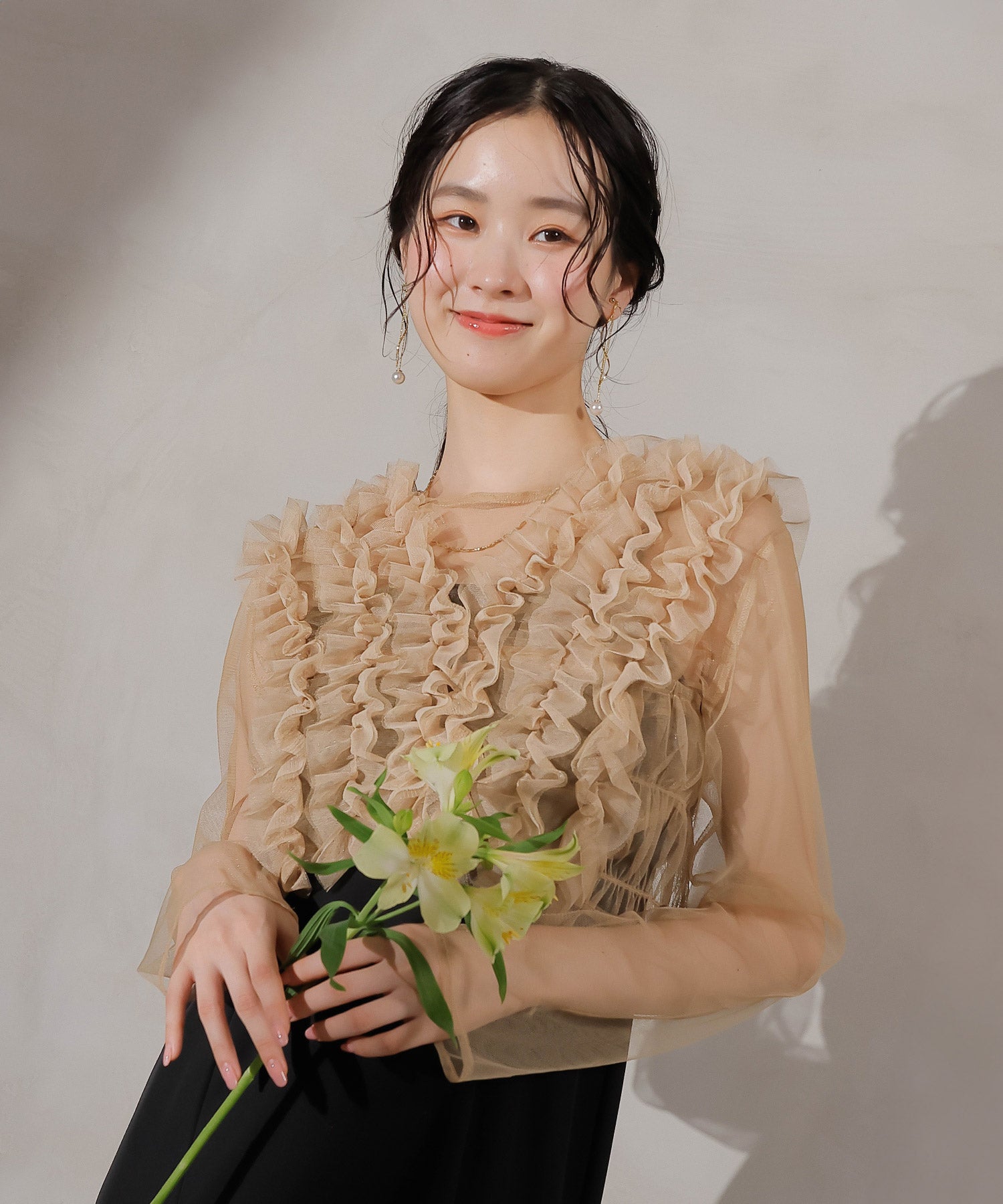 チュール フリル ベスト シアー トップス ワンピース 3点セット