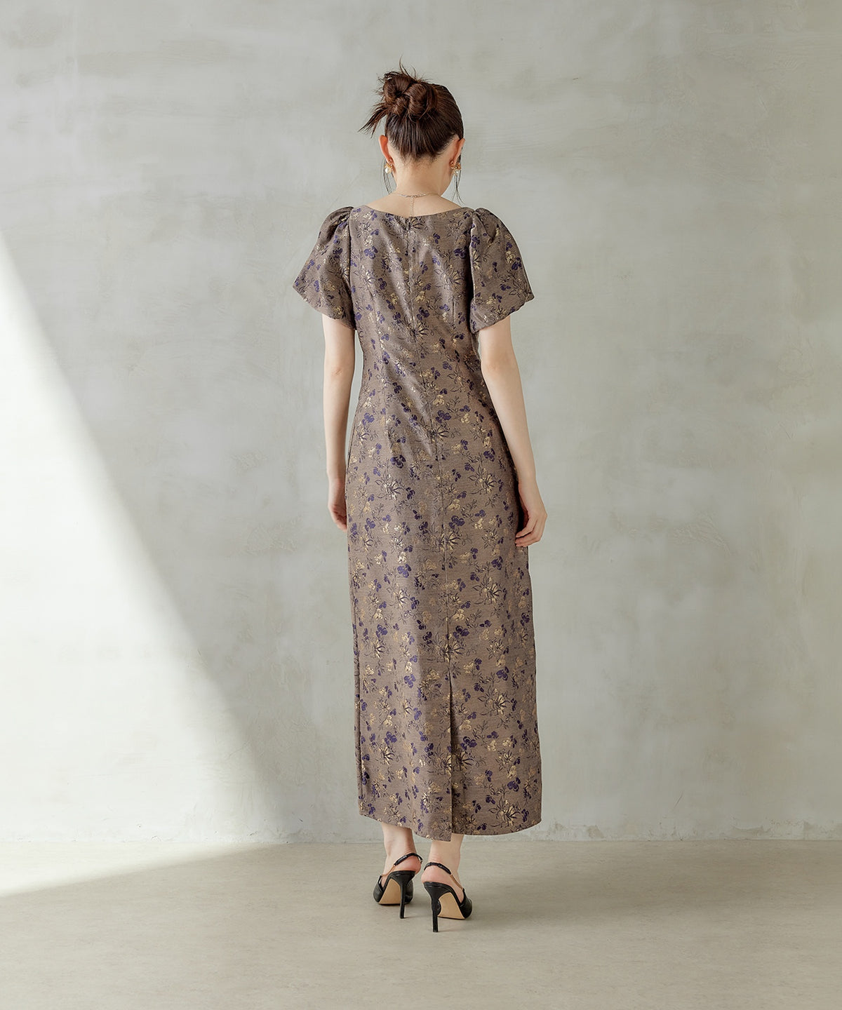 シルクジャガード花柄ドレス