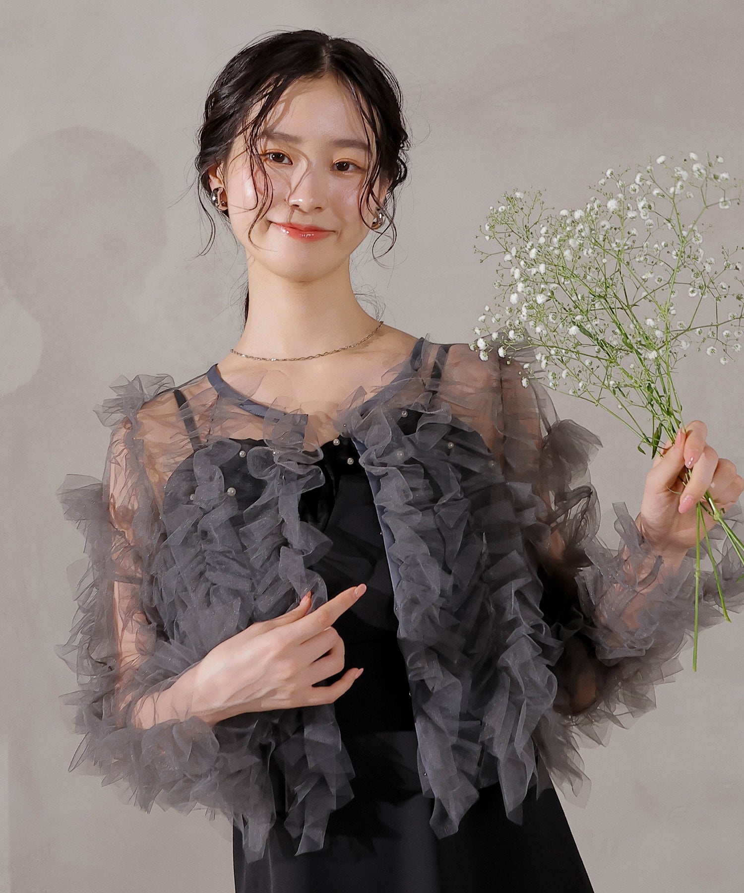 チュールフリル ギャザー ボレロ トップス