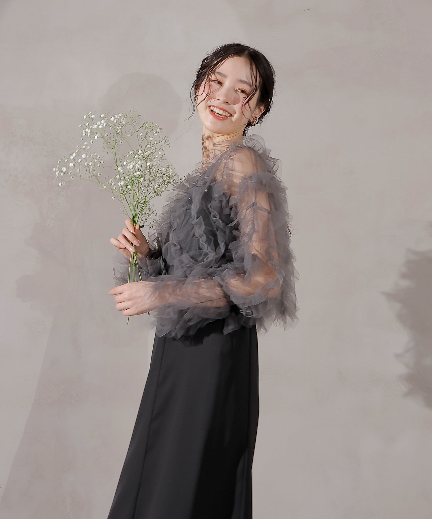 チュールフリル ギャザー ボレロ トップス