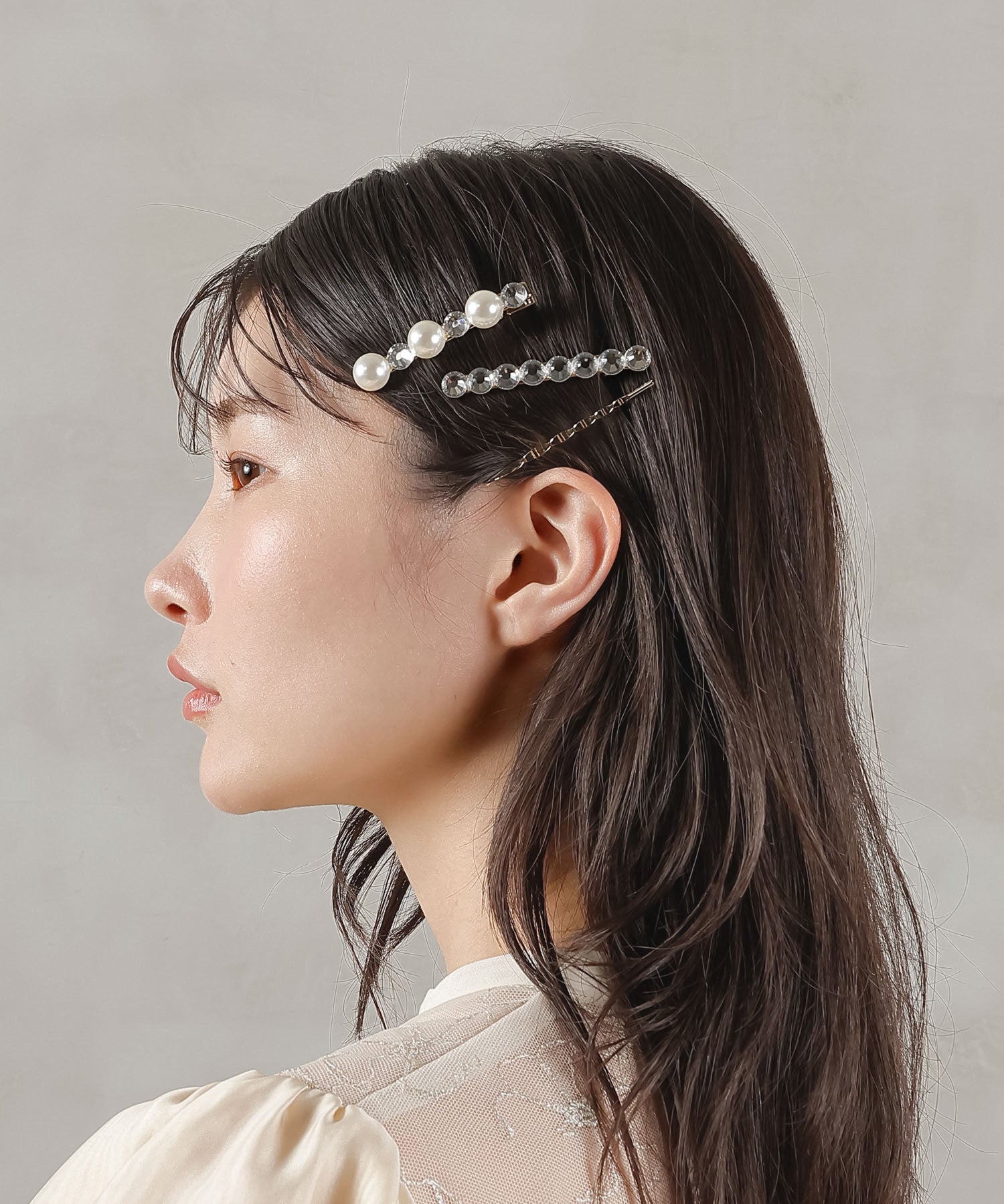 3点セット ビジュー パール キラキラ ヘアピン ヘアクリップ セット