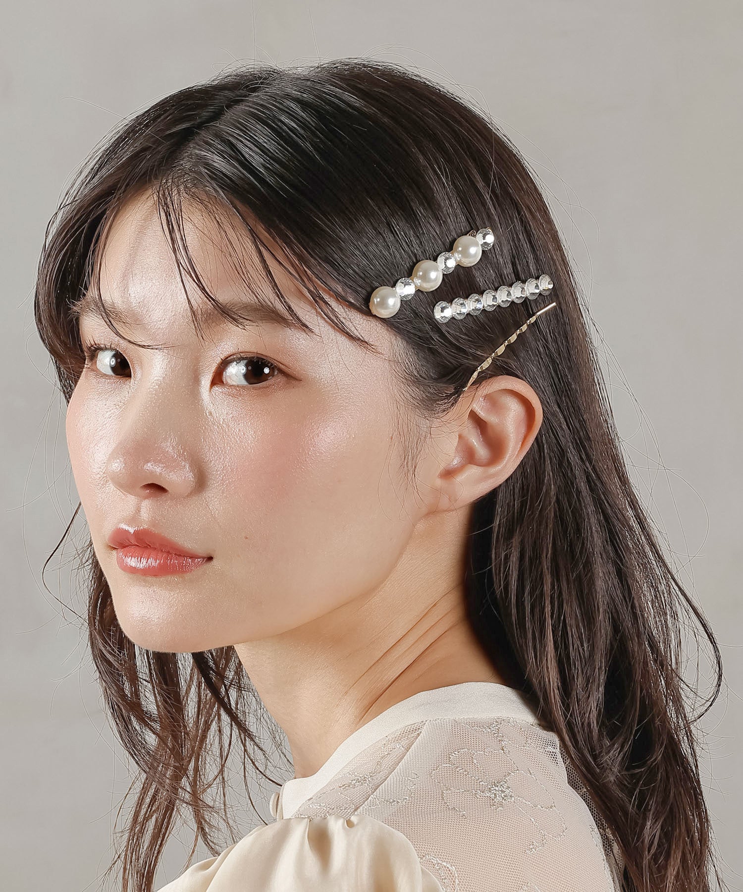 3点セット ビジュー パール キラキラ ヘアピン ヘアクリップ セット