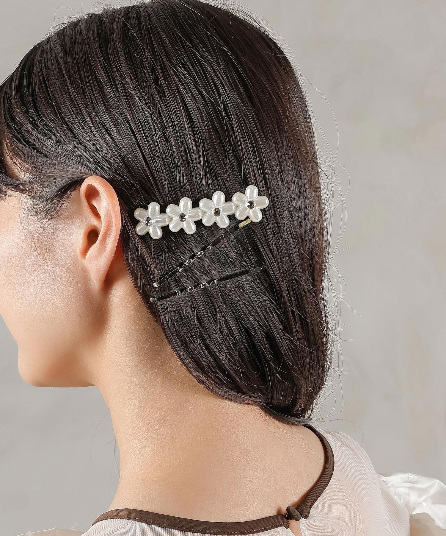 3点セットビジュー パール キラキラ フラワー 大きめ ヘアピン ヘアクリップ