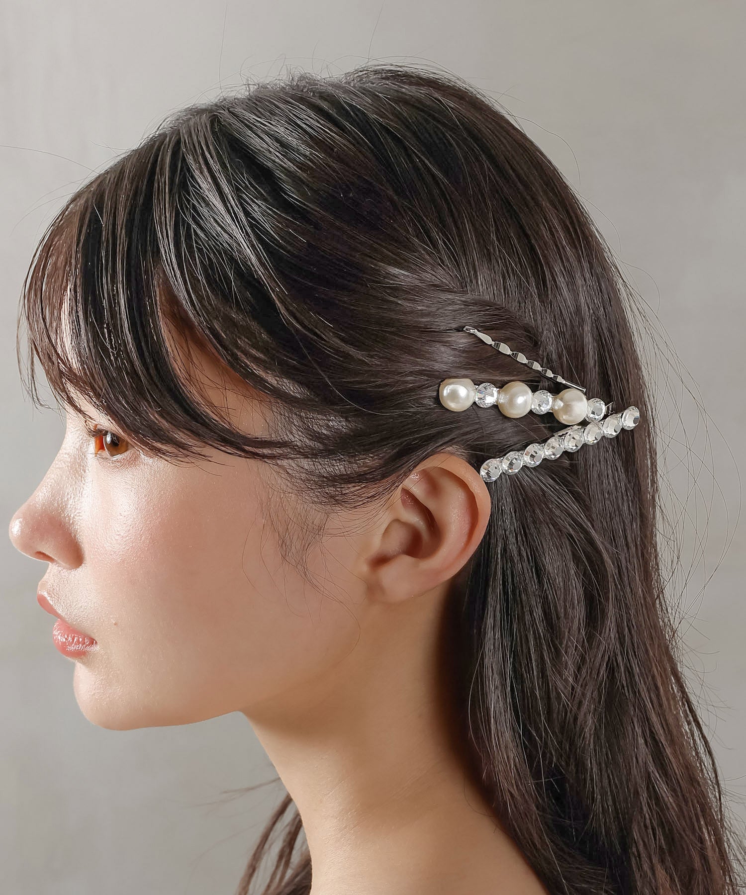 3点セット ビジュー パール キラキラ ヘアピン ヘアクリップ セット