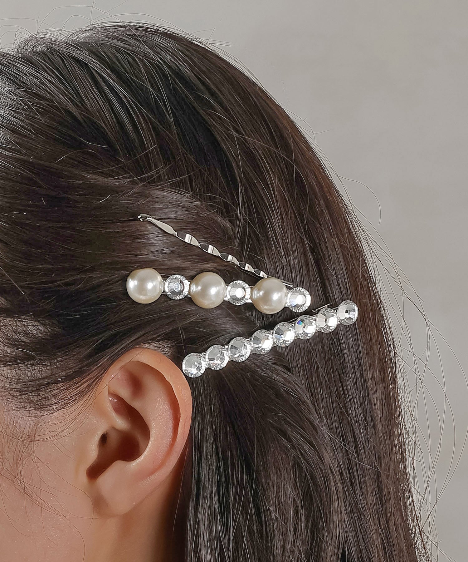 3点セット ビジュー パール キラキラ ヘアピン ヘアクリップ セット