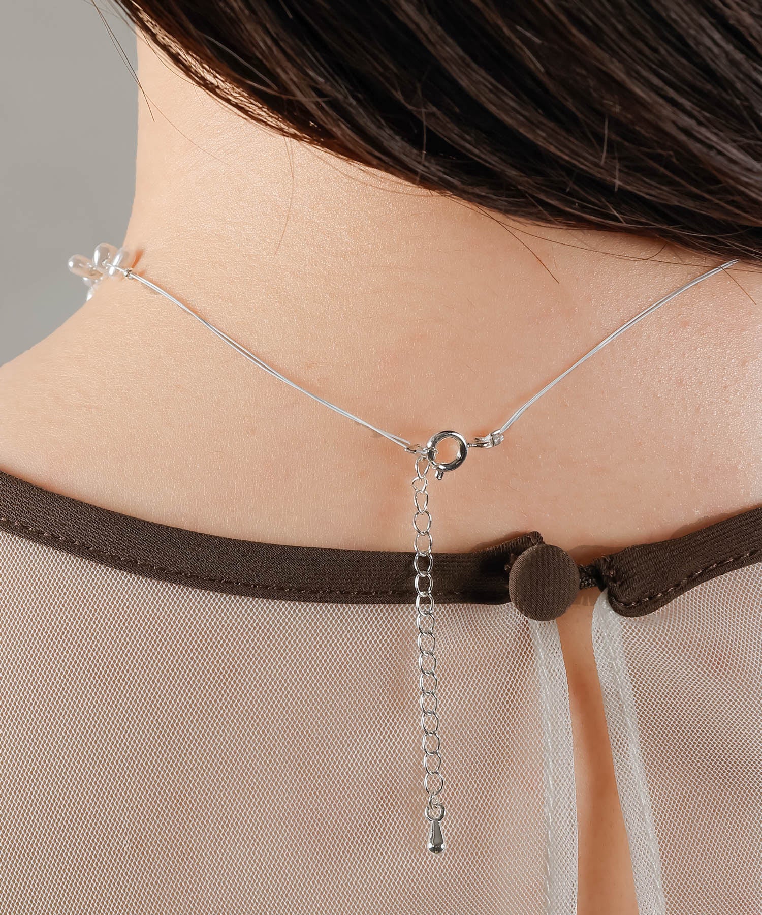 パールワイヤーチョーカー メタル ショート ネックレス