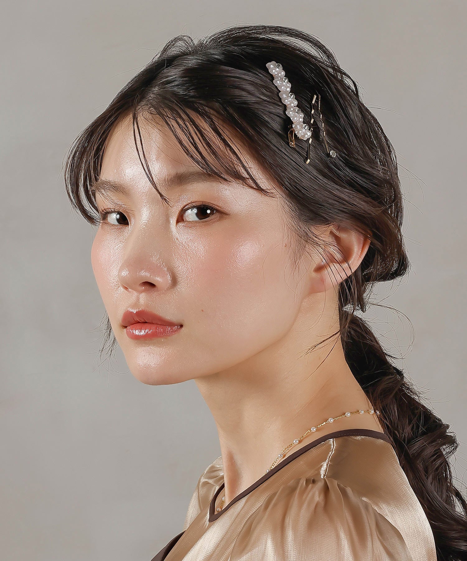 3点セット ビジュー パール キラキラ フラワー ヘアピン ヘアクリップ