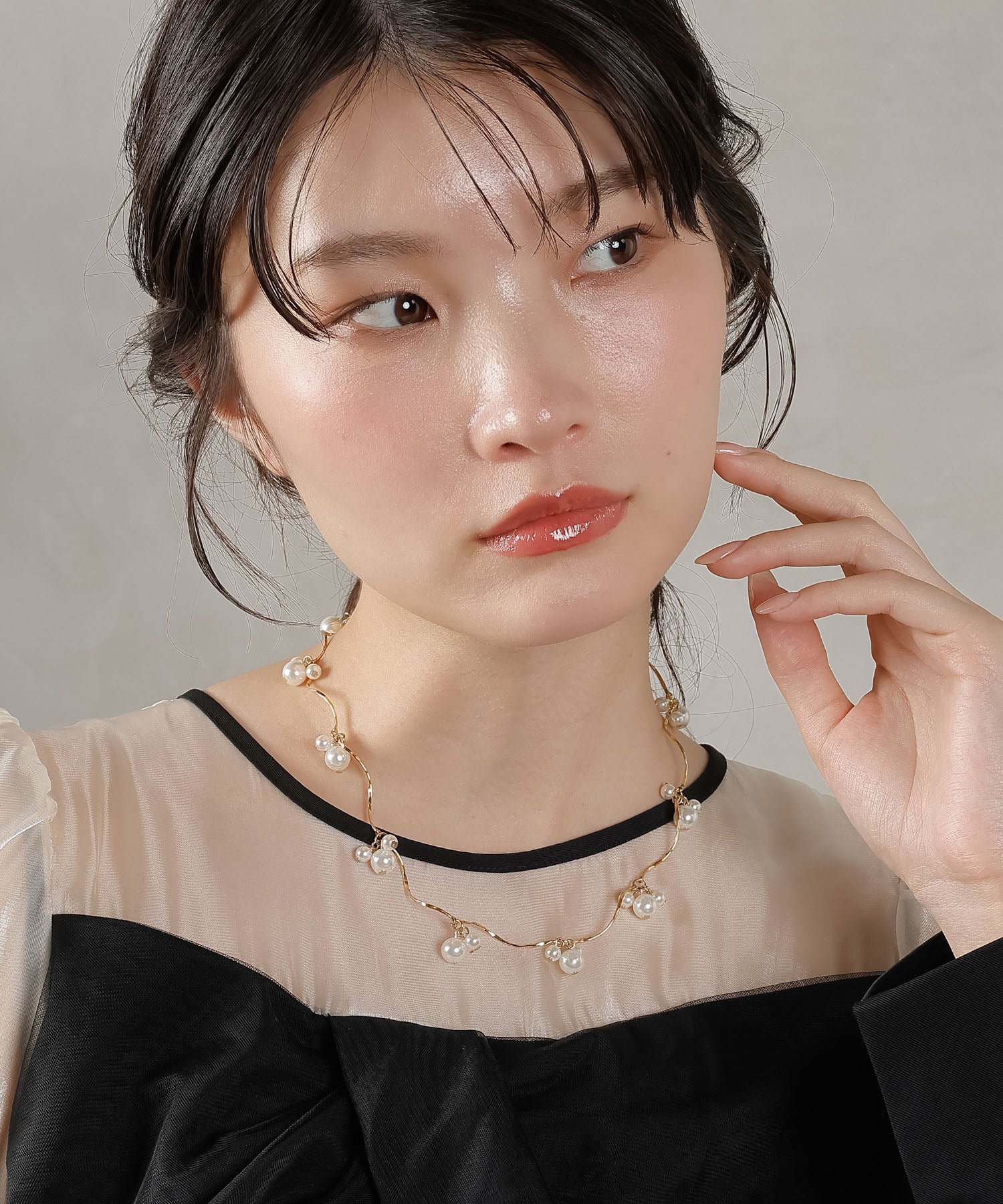 パールポイント ウェーブ ネックレス