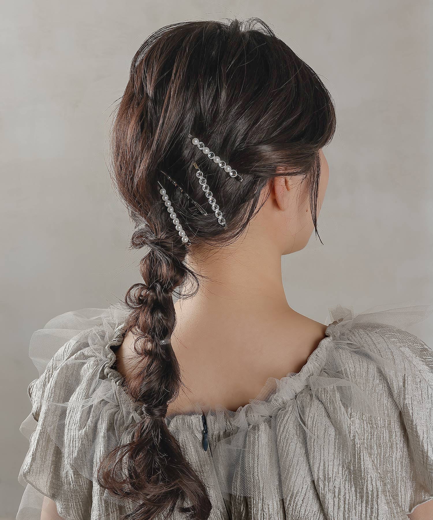 4点セットビジュー パール キラキラ メタル ヘアピン セット