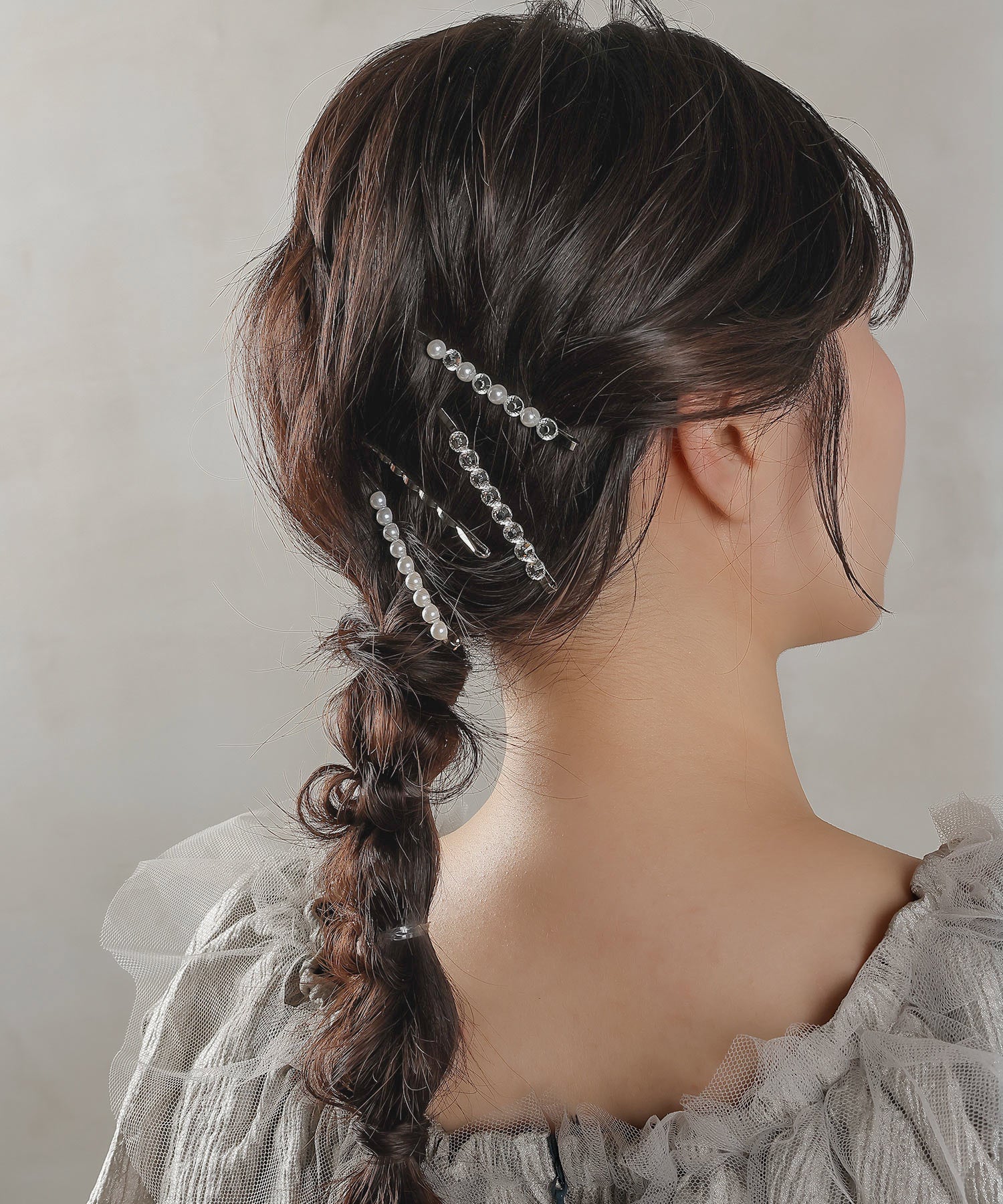 4点セットビジュー パール キラキラ メタル ヘアピン セット