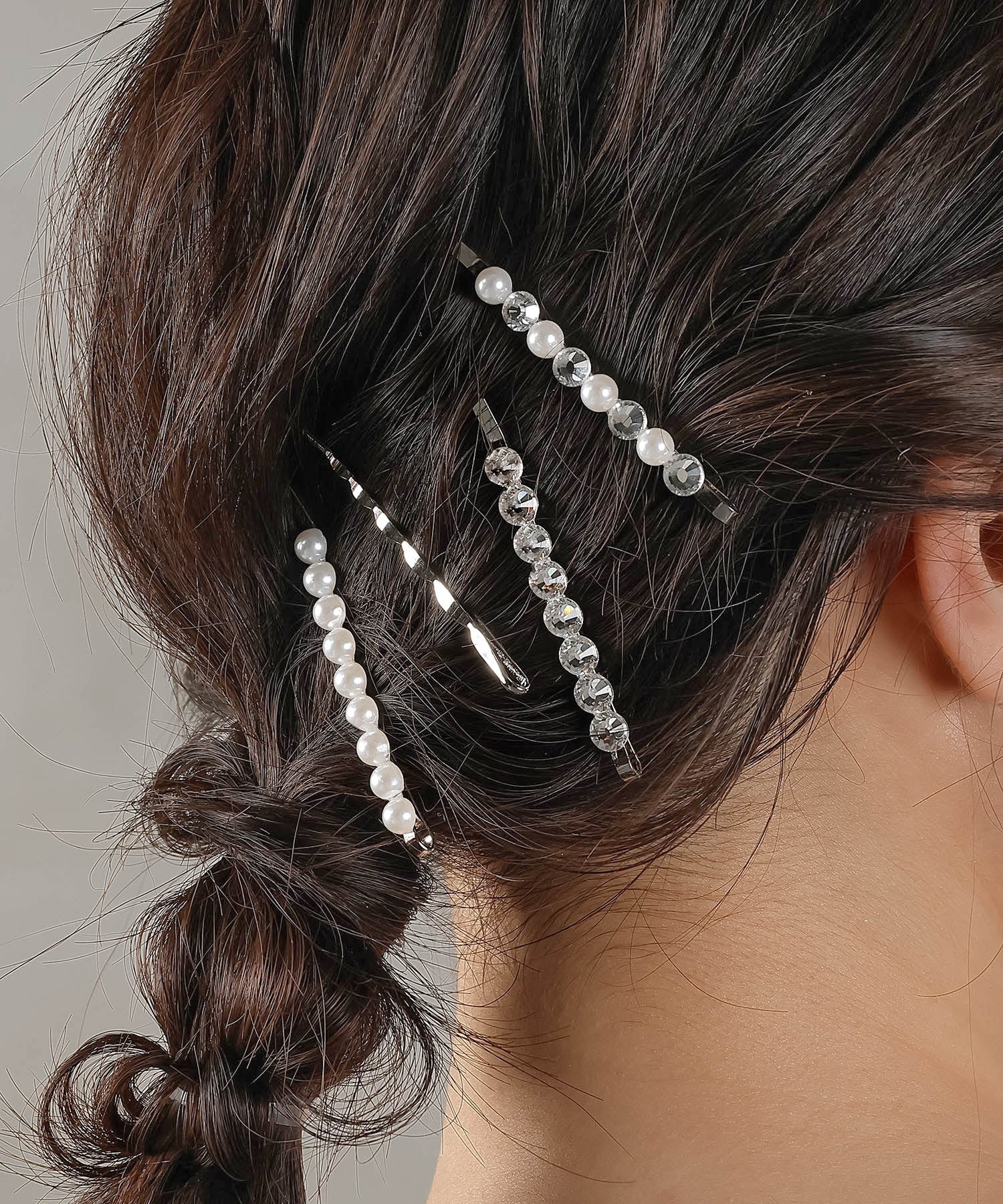 4点セットビジュー パール キラキラ メタル ヘアピン セット