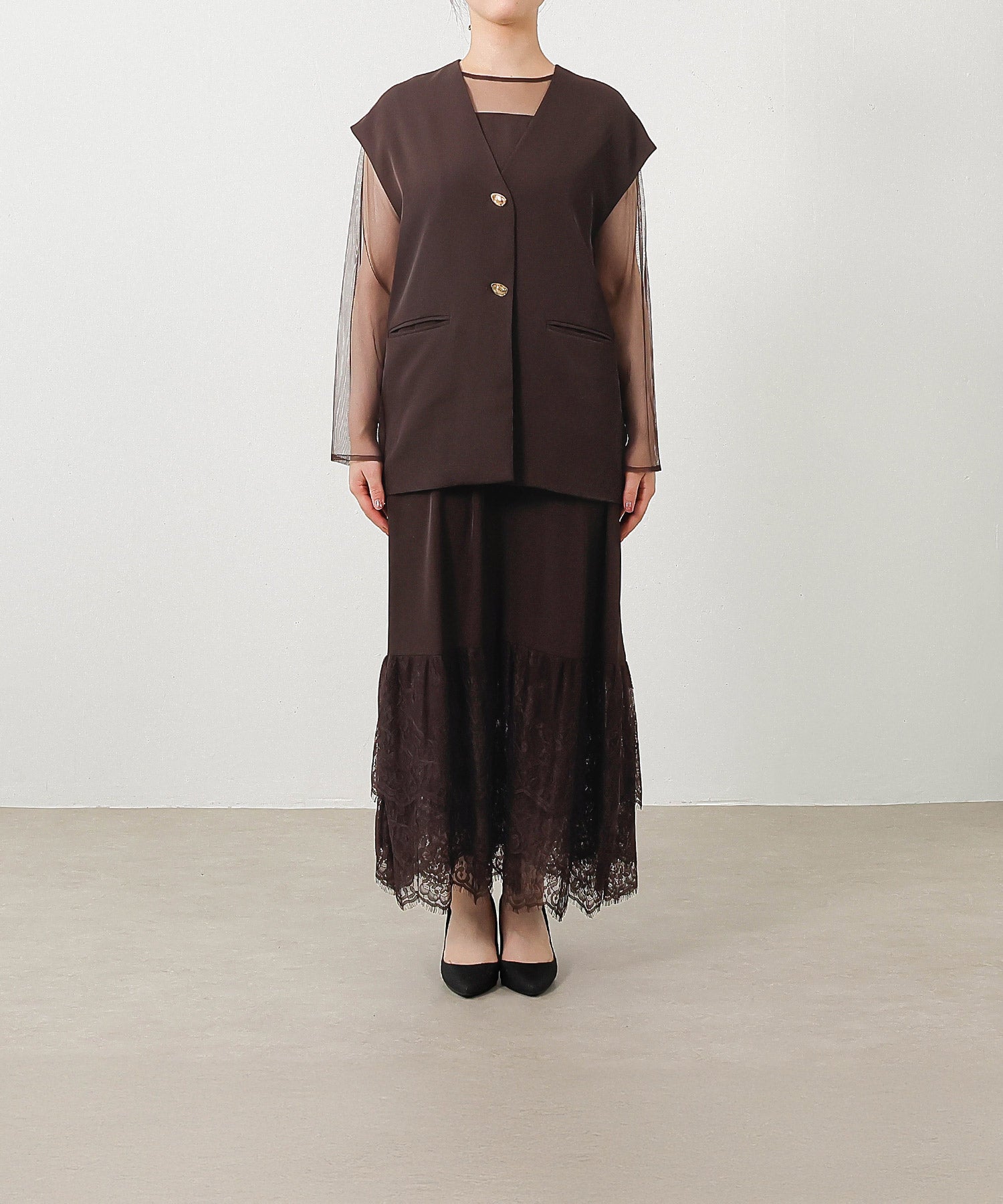 ワンピース kan Kana Kawasaki 】sheer drape dress (ワンピース) | 木宮