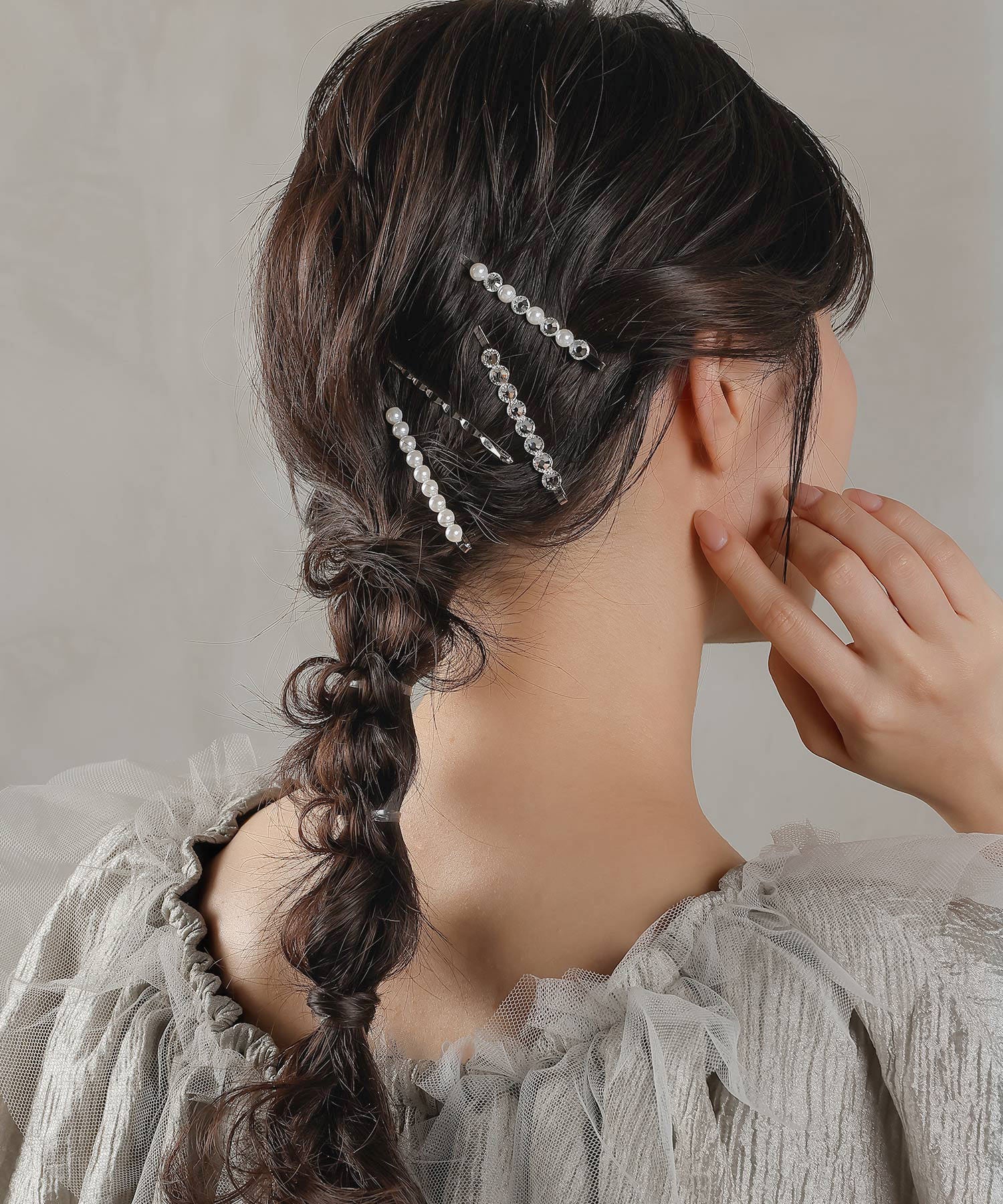 4点セットビジュー パール キラキラ メタル ヘアピン セット
