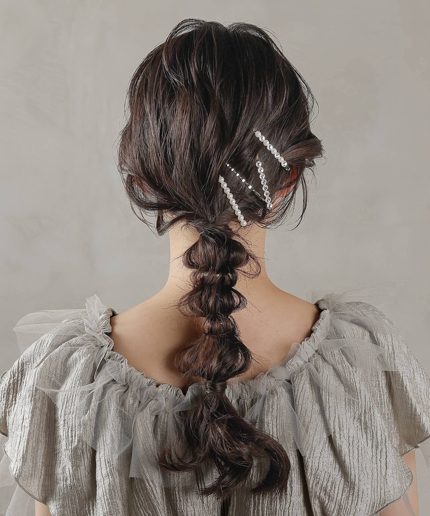 4点セットビジュー パール キラキラ メタル ヘアピン セット