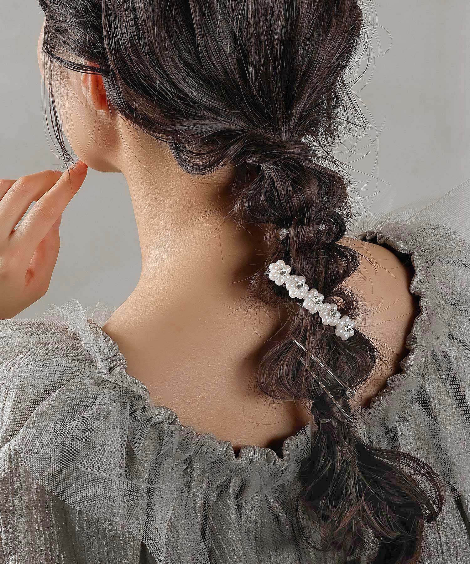 3点セット ビジュー パール キラキラ フラワー ヘアピン ヘアクリップ セット
