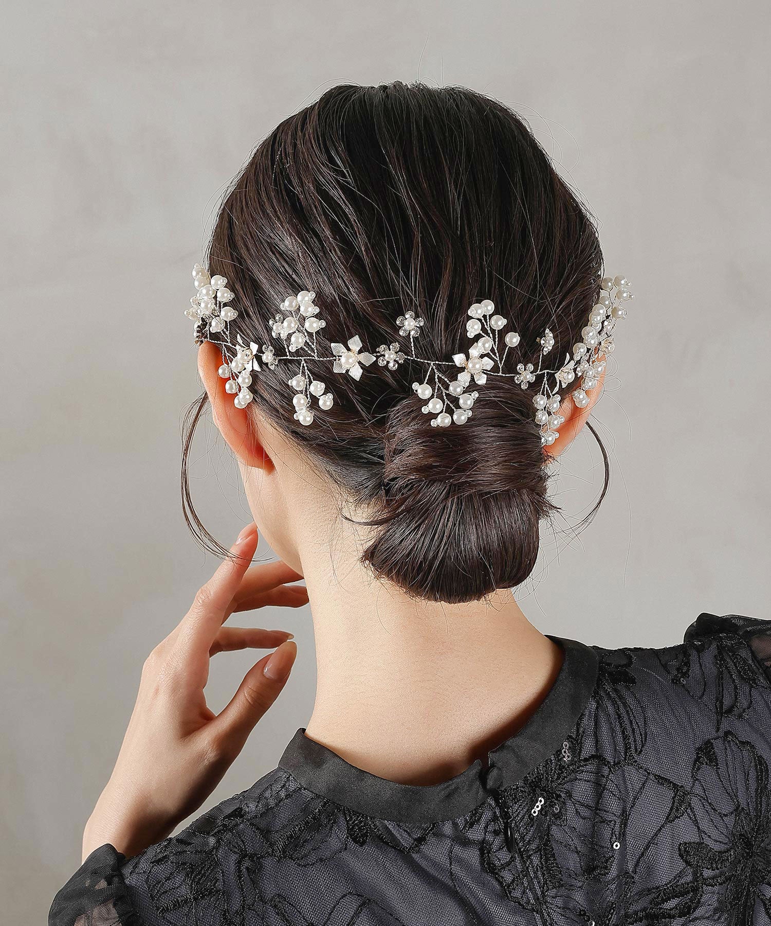 パール ビジュー フラワー リーフ ヘッドドレス ヘアアクセサリー