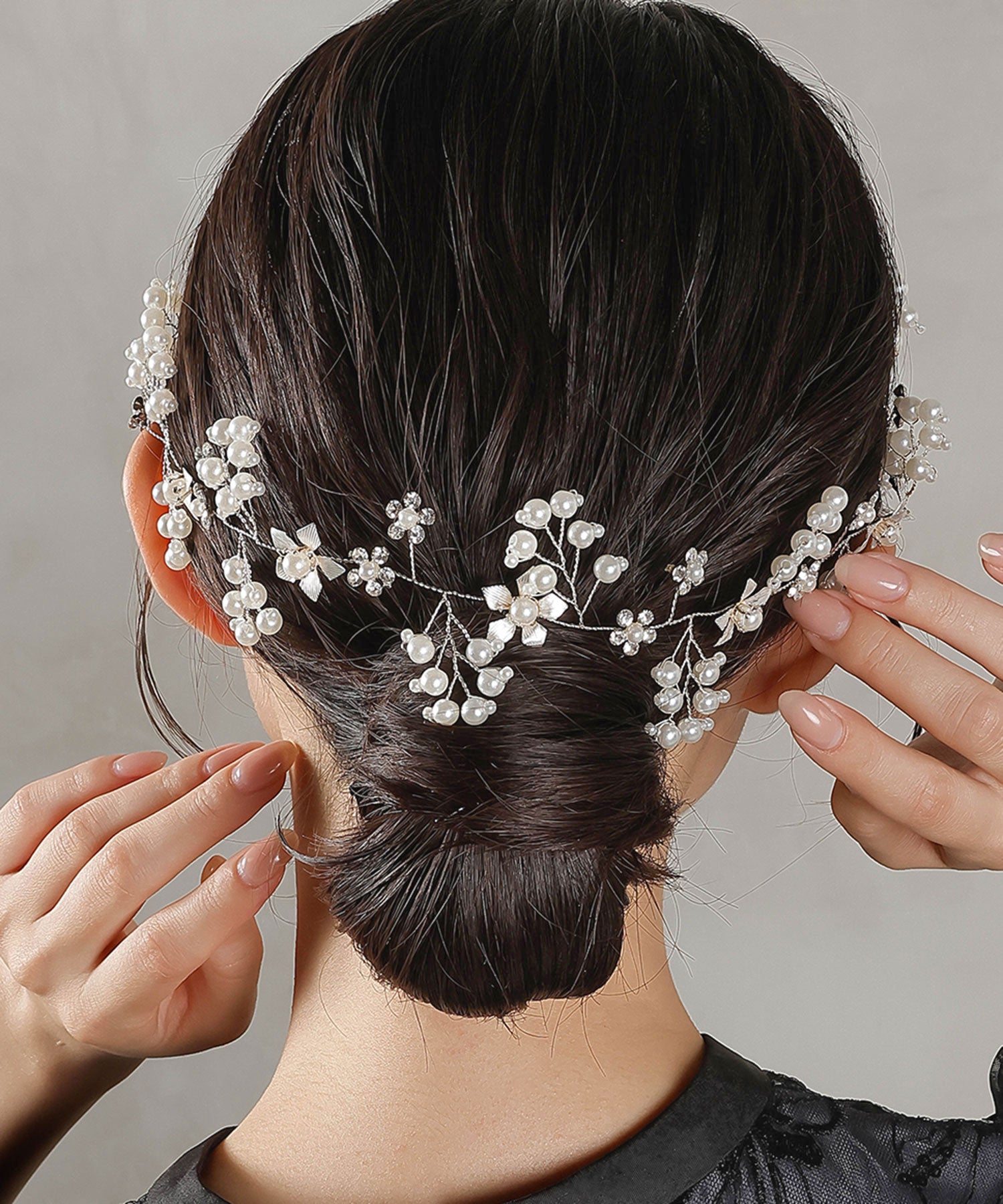 パール ビジュー フラワー リーフ ヘッドドレス ヘアアクセサリー